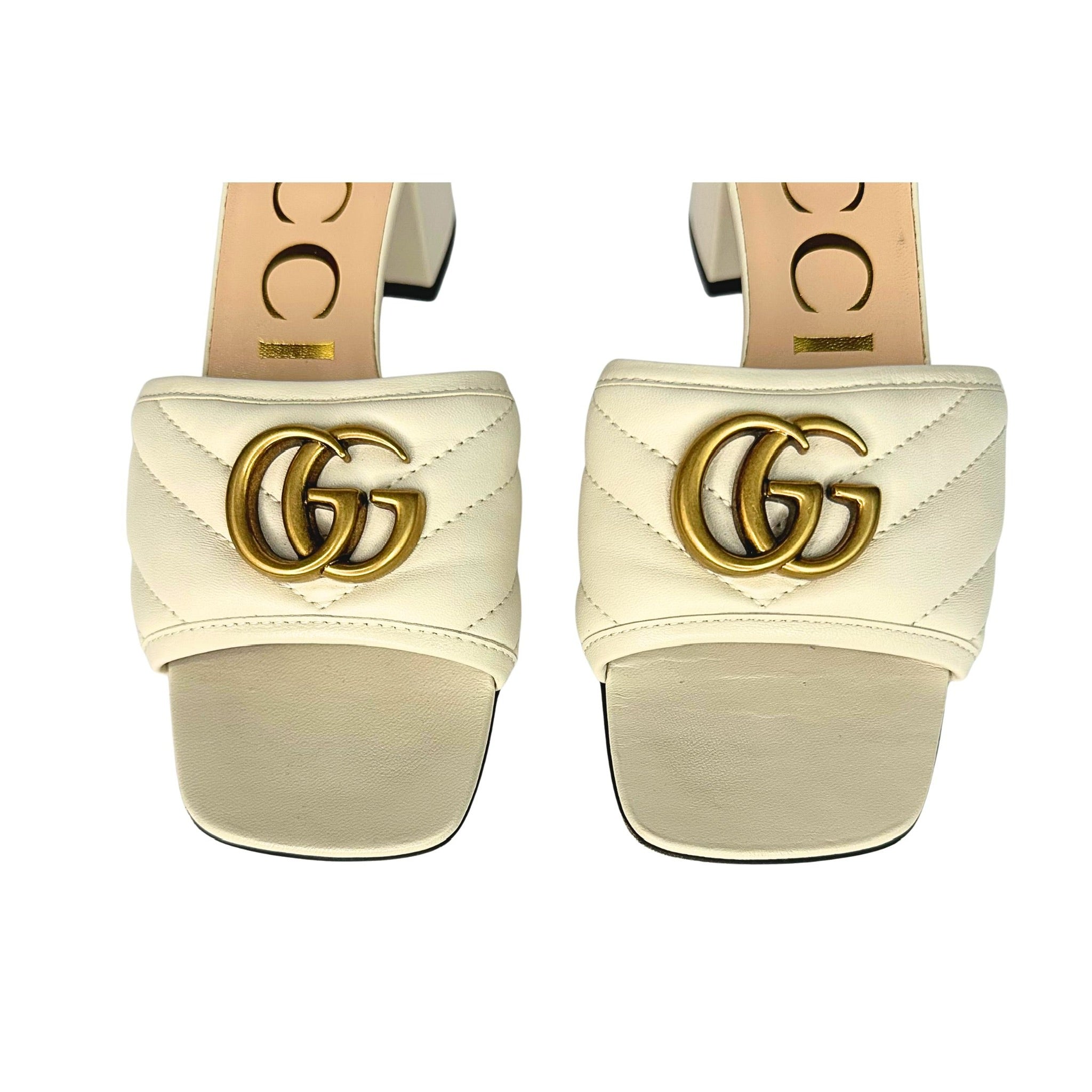 Gucci Matelasse GG Marmont Slide Heeled Sandals