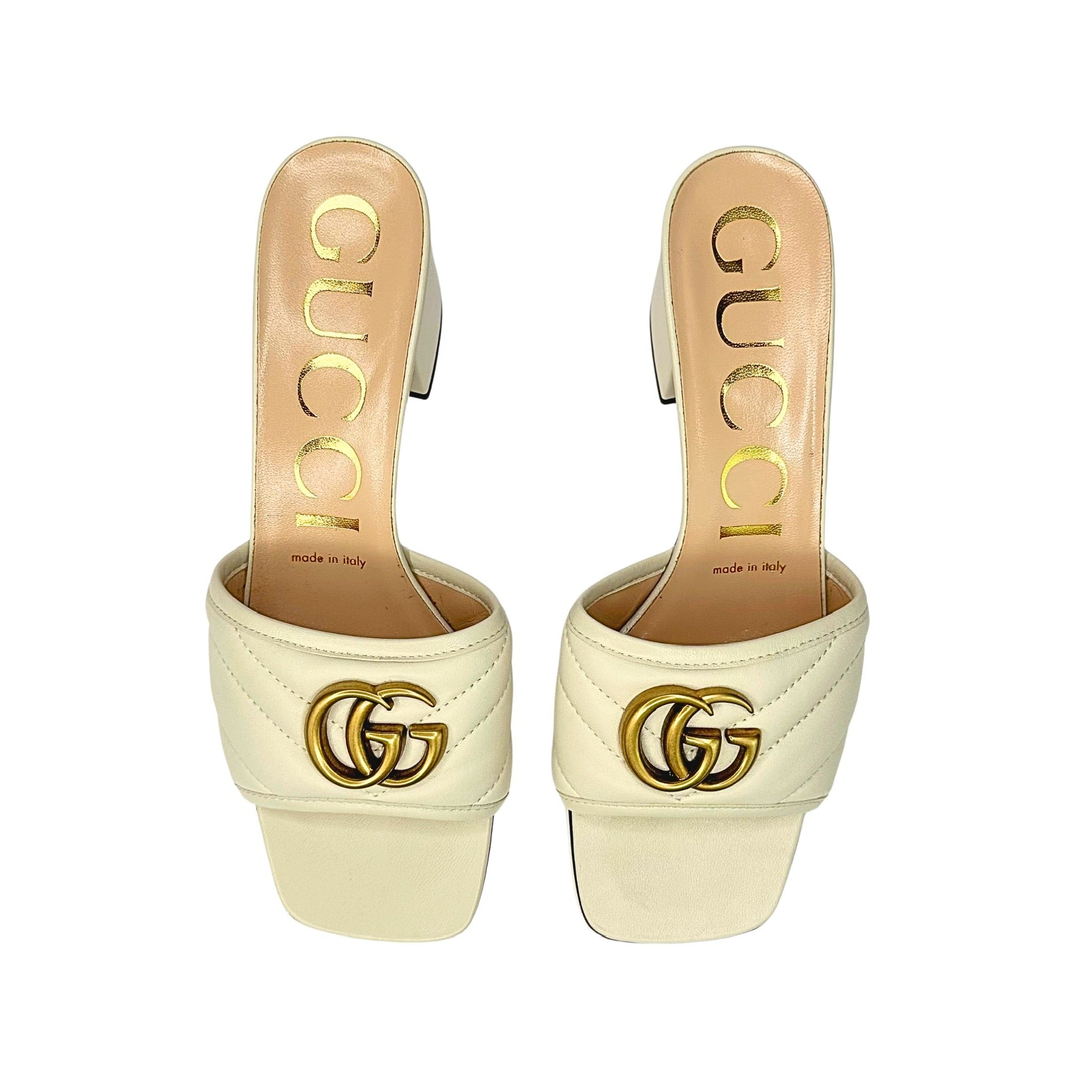 Gucci Matelasse GG Marmont Slide Heeled Sandals