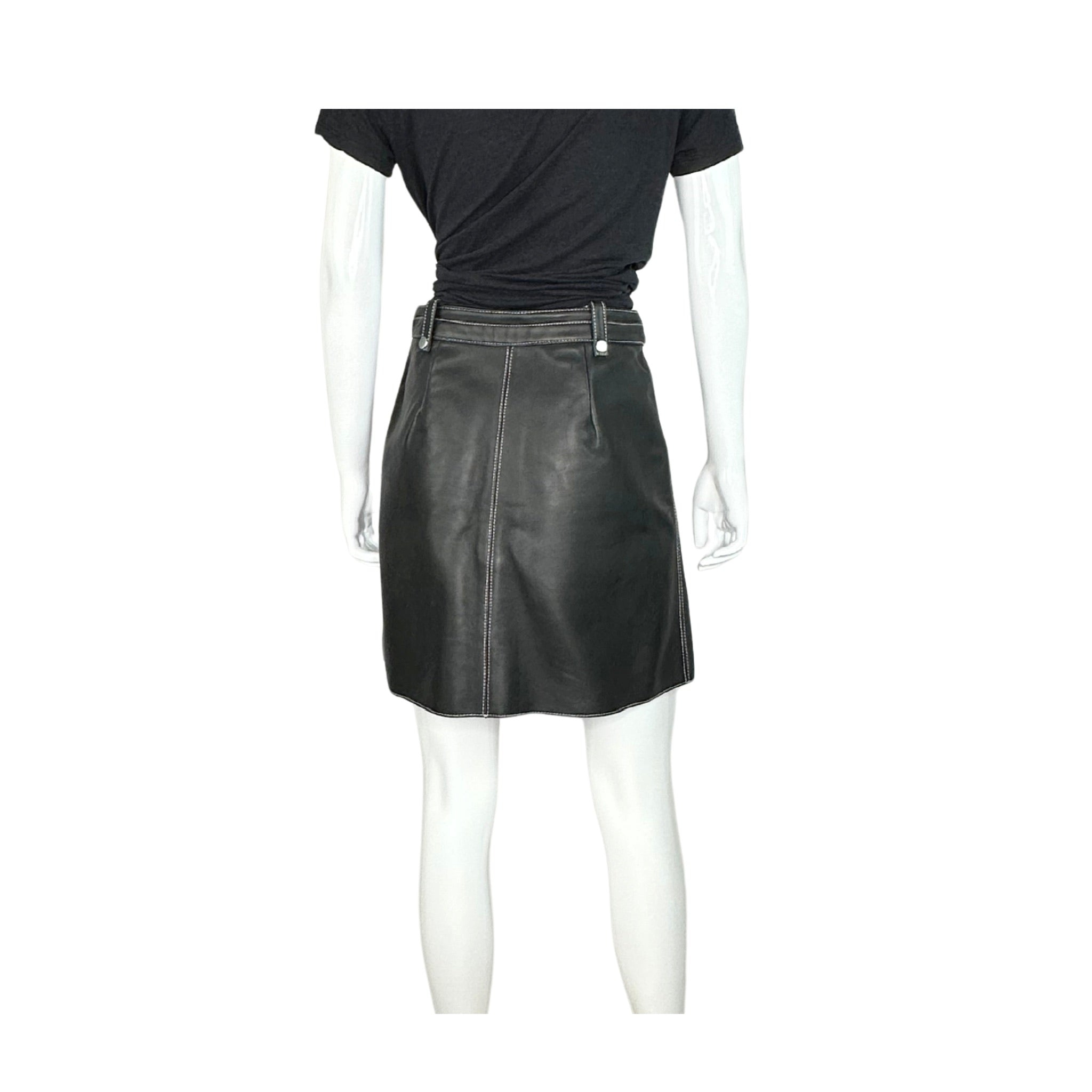 Maje Janaille Leather Belted Mini Skirt