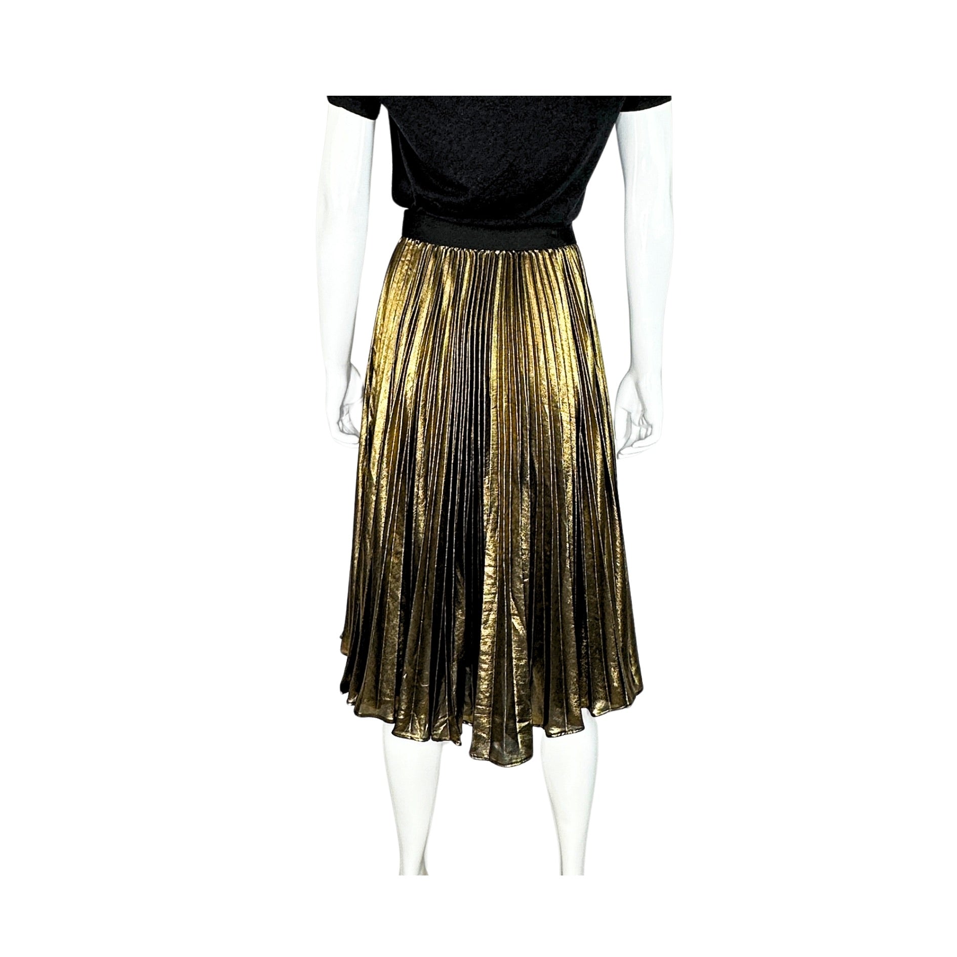 BCBG MAXAZRIA Metallic Pleated Midi Skirt