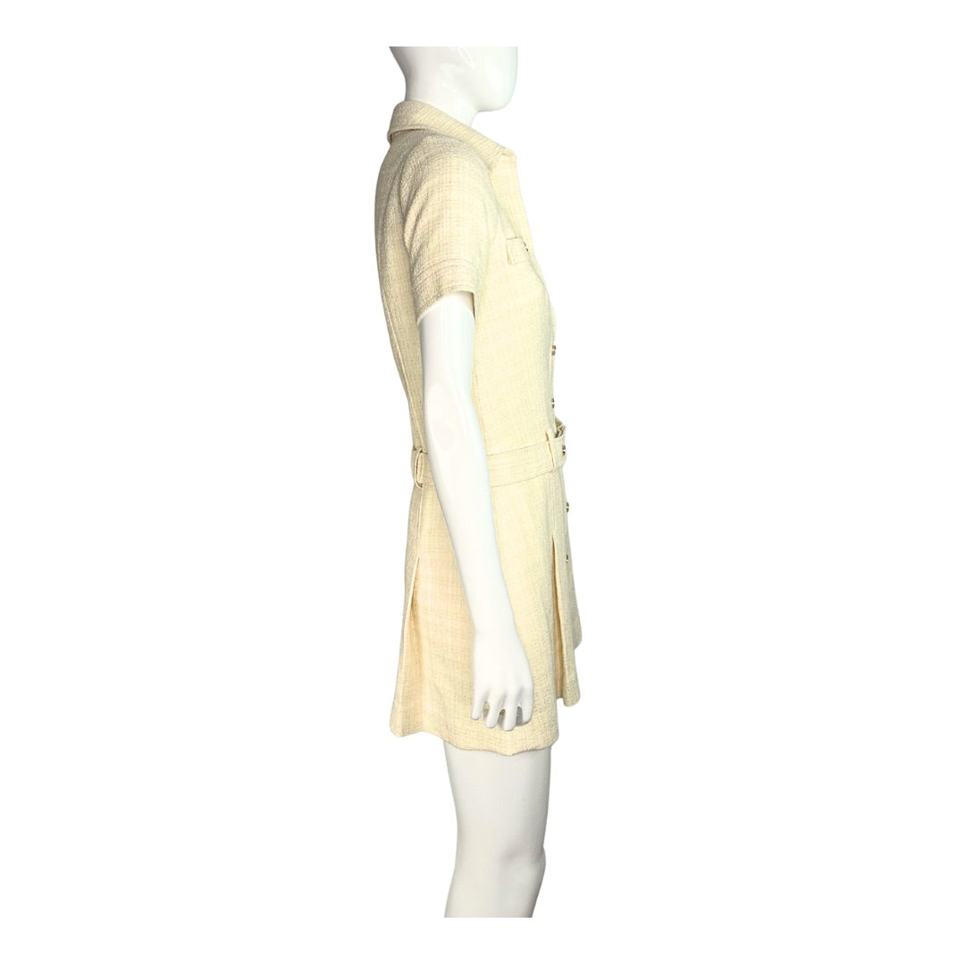 Sandro Belted Tweed Shirt Mini Dress