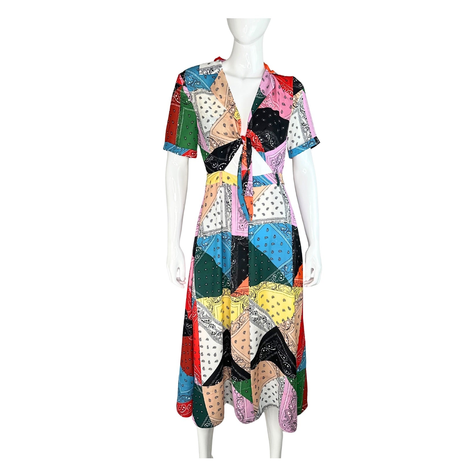 Staud Giorgiana Patchwork Midi Dress