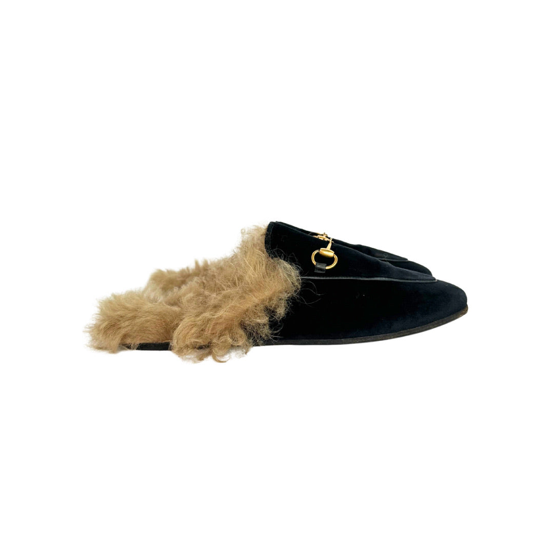 Gucci Princetown Fur-lined Mules
