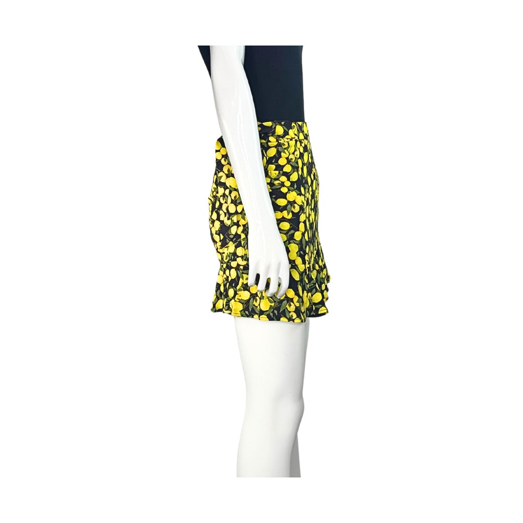 Parker Lemon Print Ruched Mini Skirt