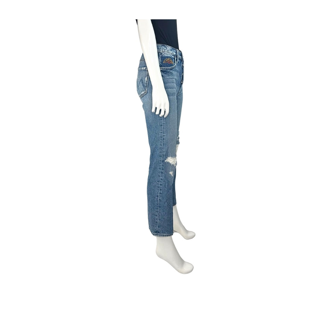 Mother Superior Straight Leg Ripped Jeans