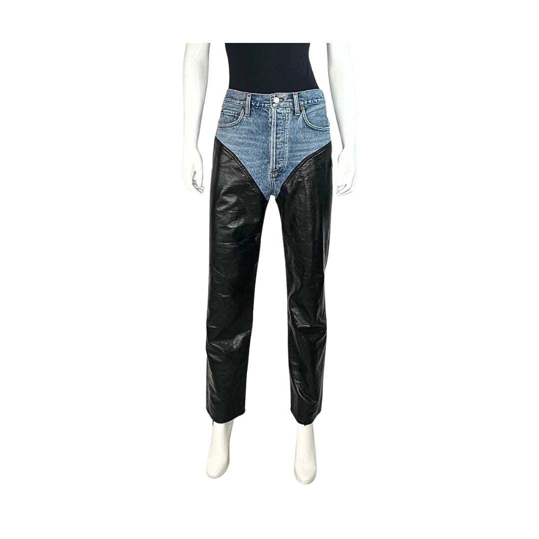 AGOLDE Harley Denim and Leather Jeans