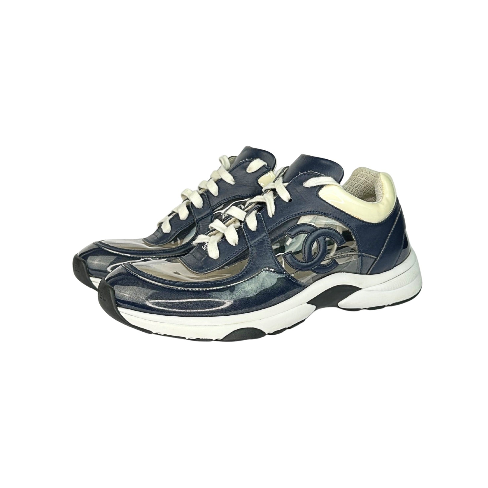 Chanel CC Lace Up Sneakers