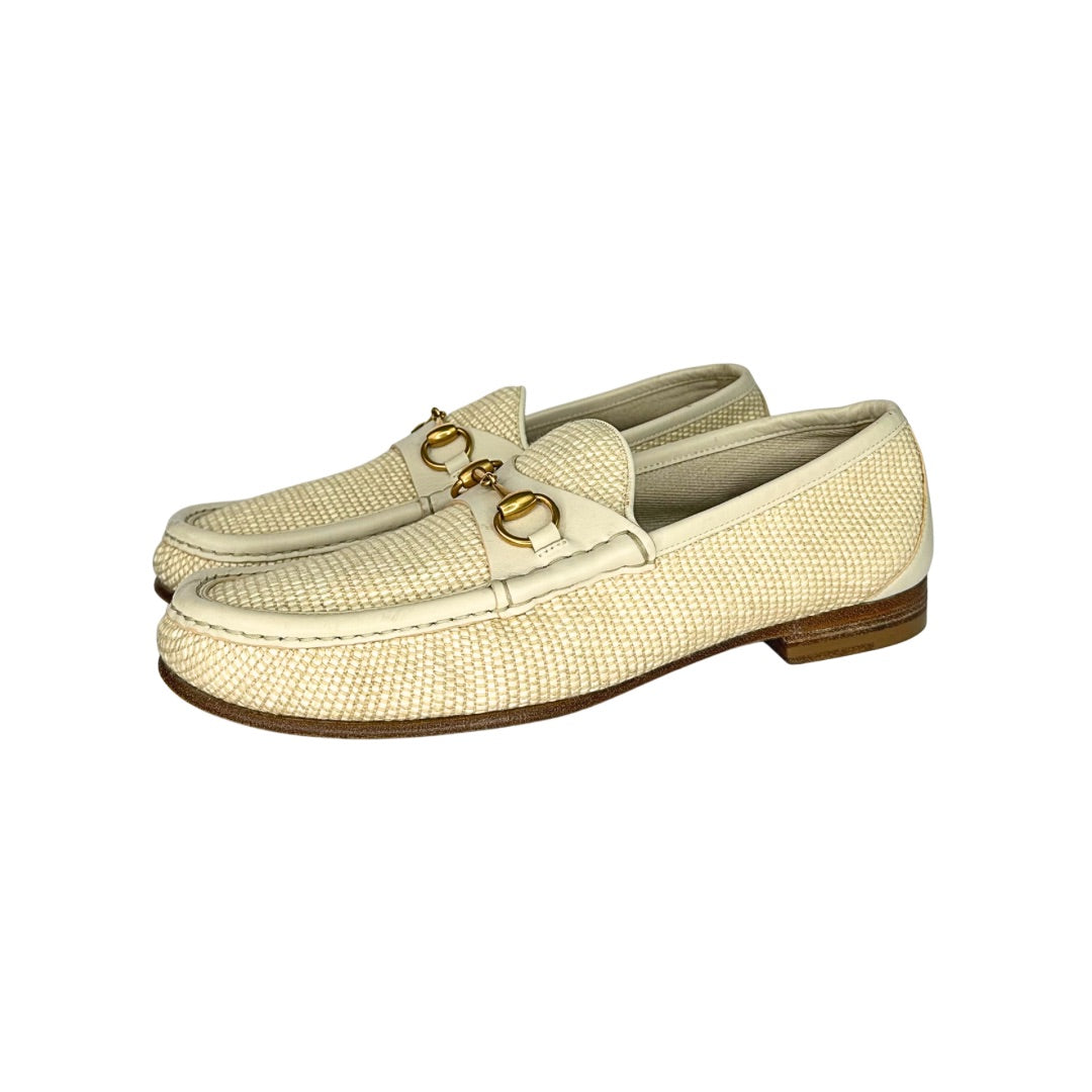 Gucci Horsebit Raffia Loafers