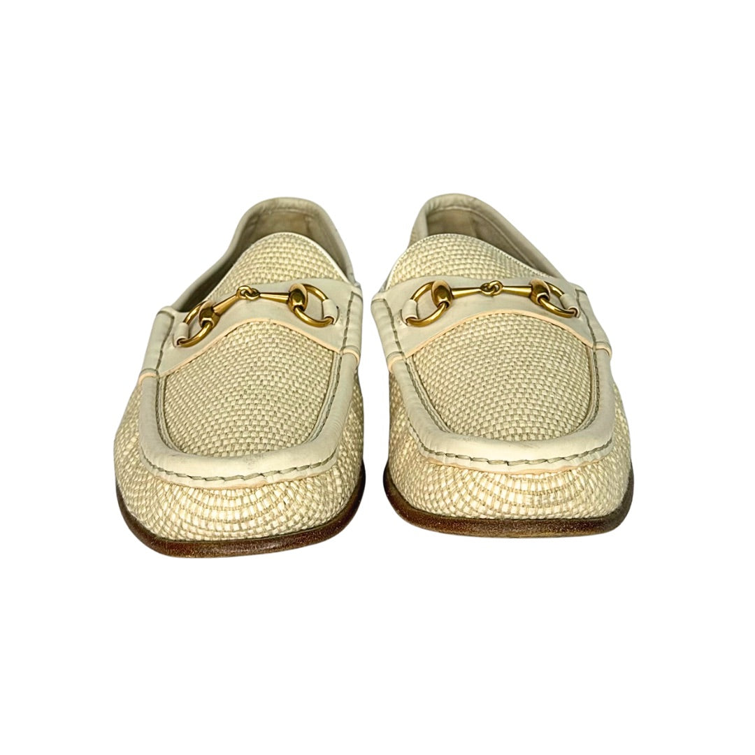 Gucci Horsebit Raffia Loafers