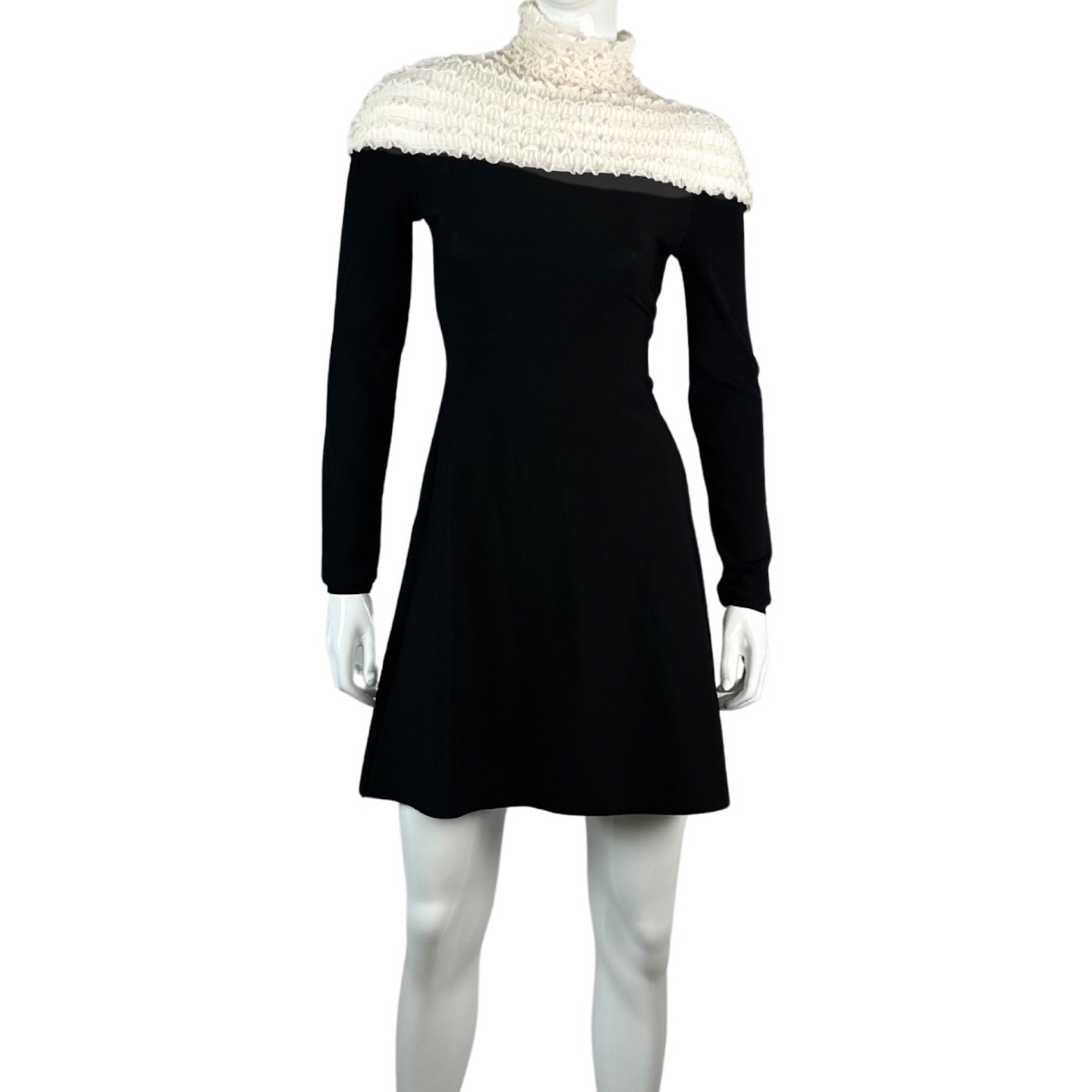 Valentino Smocked Knit Mock-Neck Dress