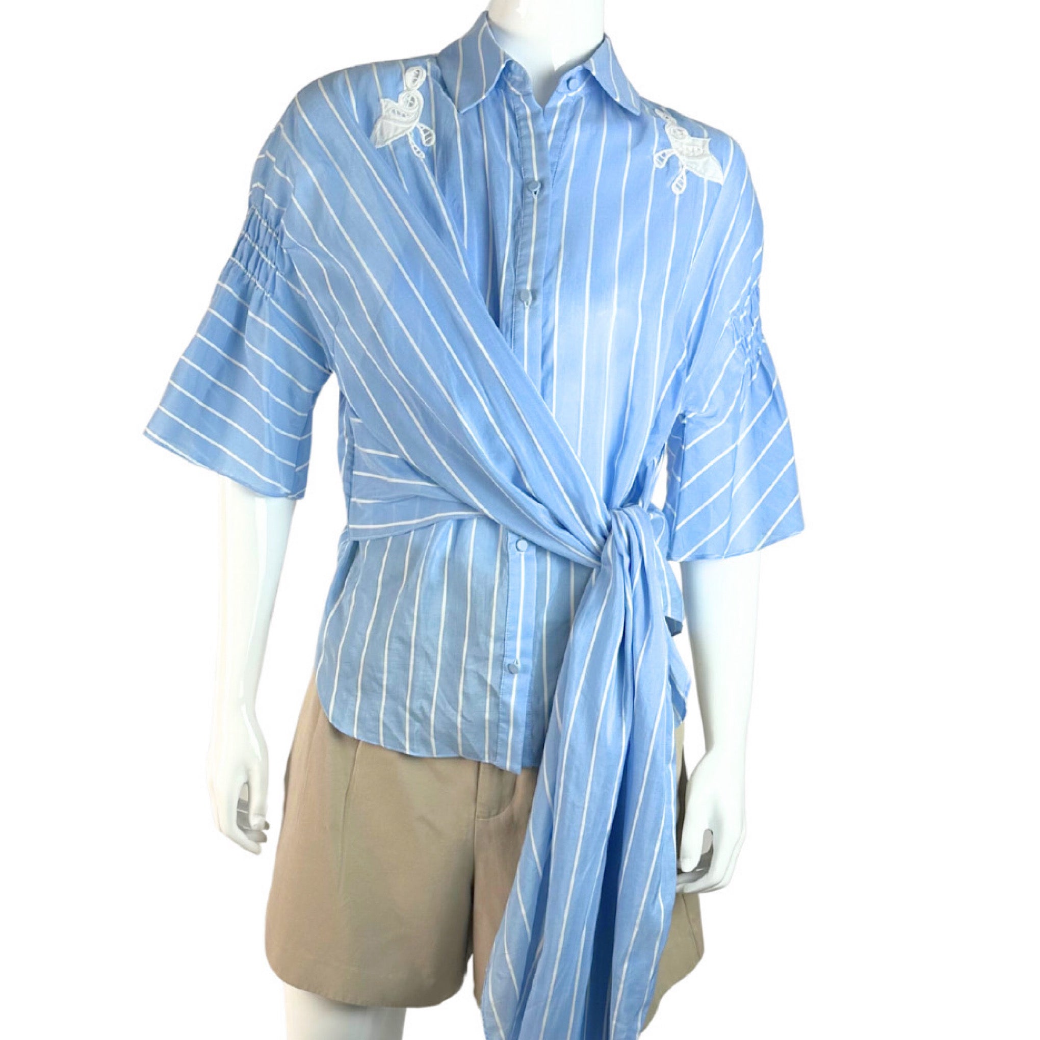 Jonathan Simkhai Scallop Cutout Embroidery Blouse