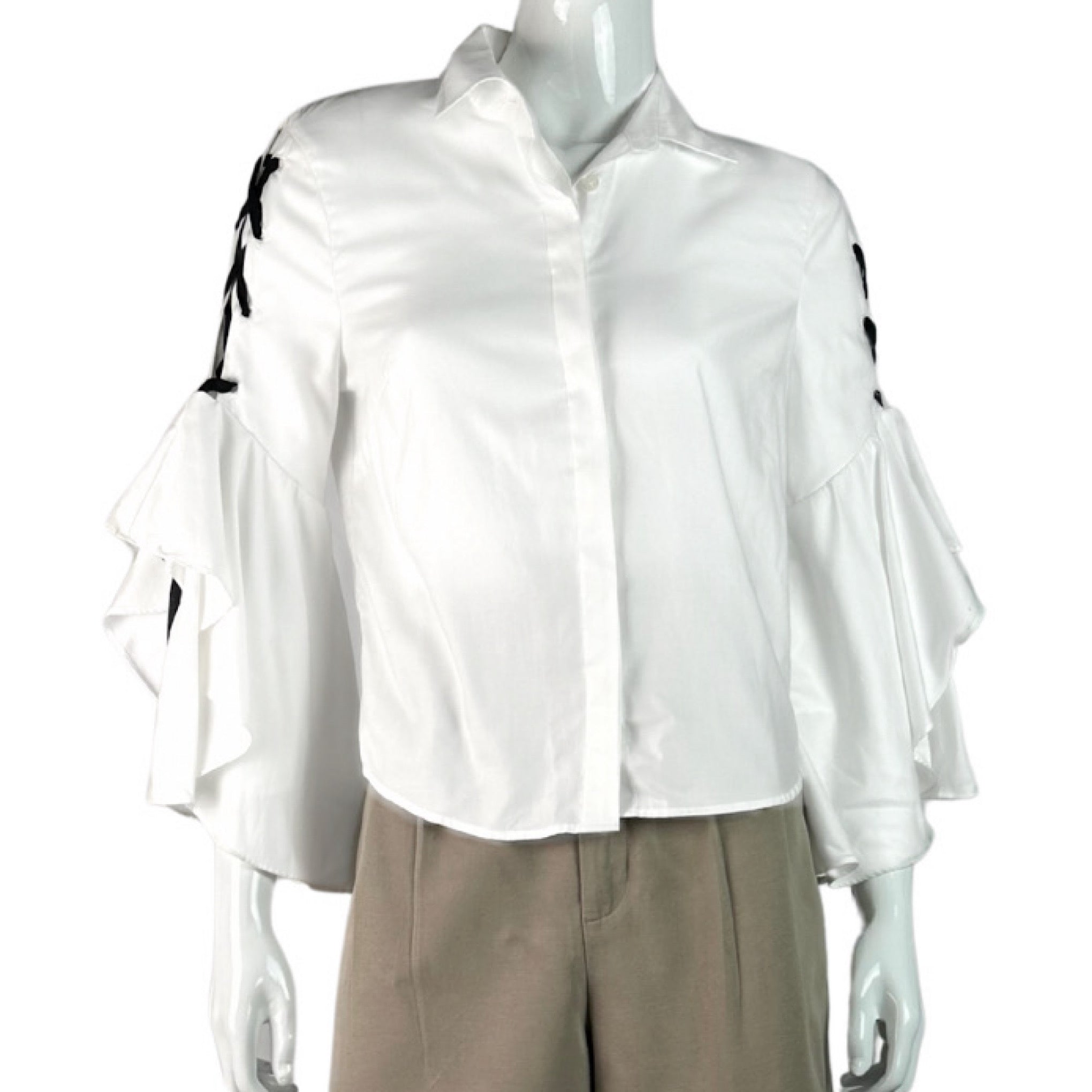 Jonathan Simkhai Lace-Up Sleeve Poplin Shirt