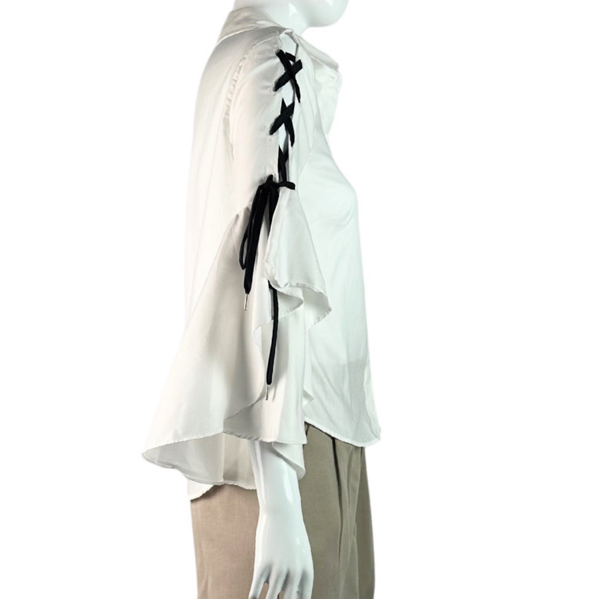 Jonathan Simkhai Lace-Up Sleeve Poplin Shirt
