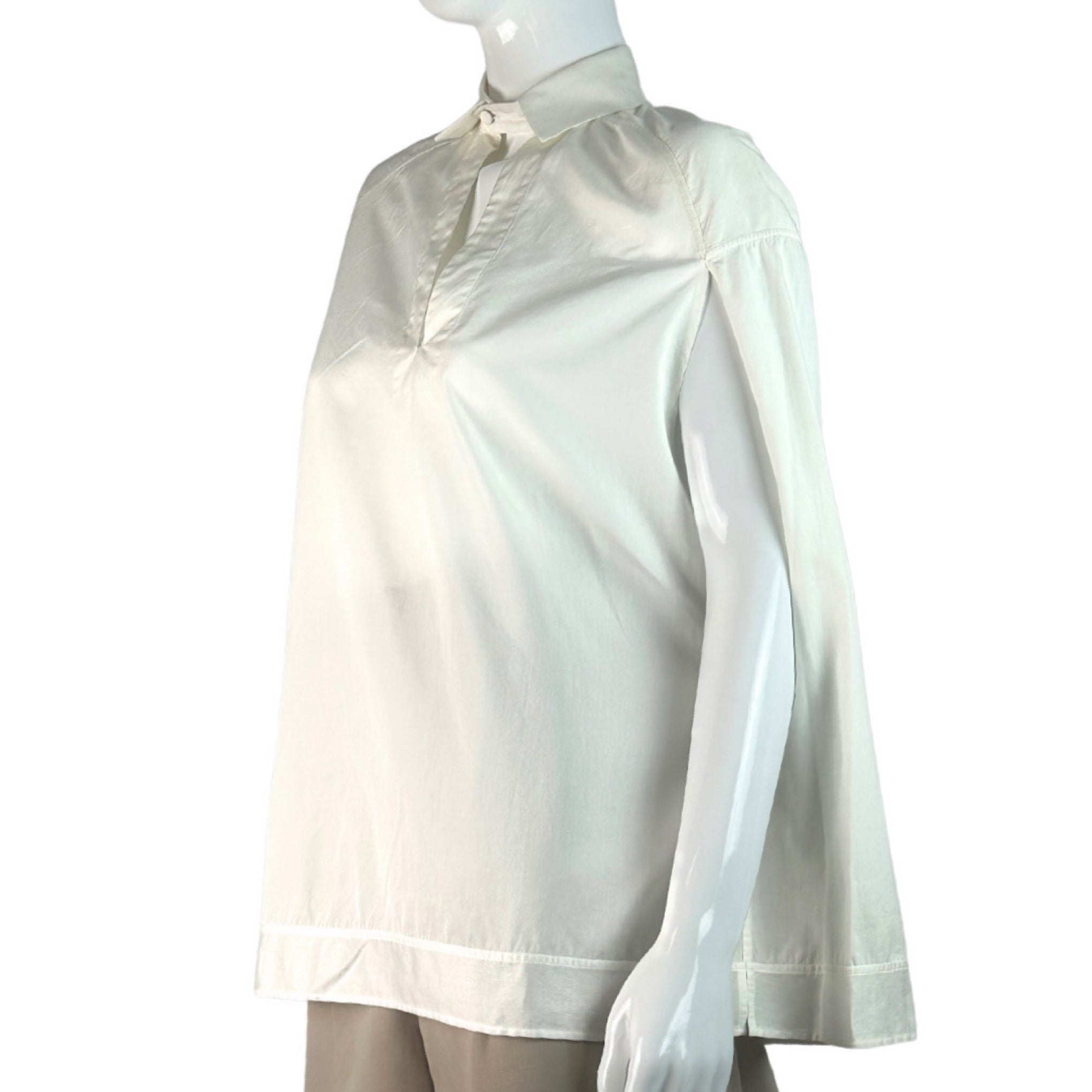 Valentino Plunge Neck Peplum Cape Blouse