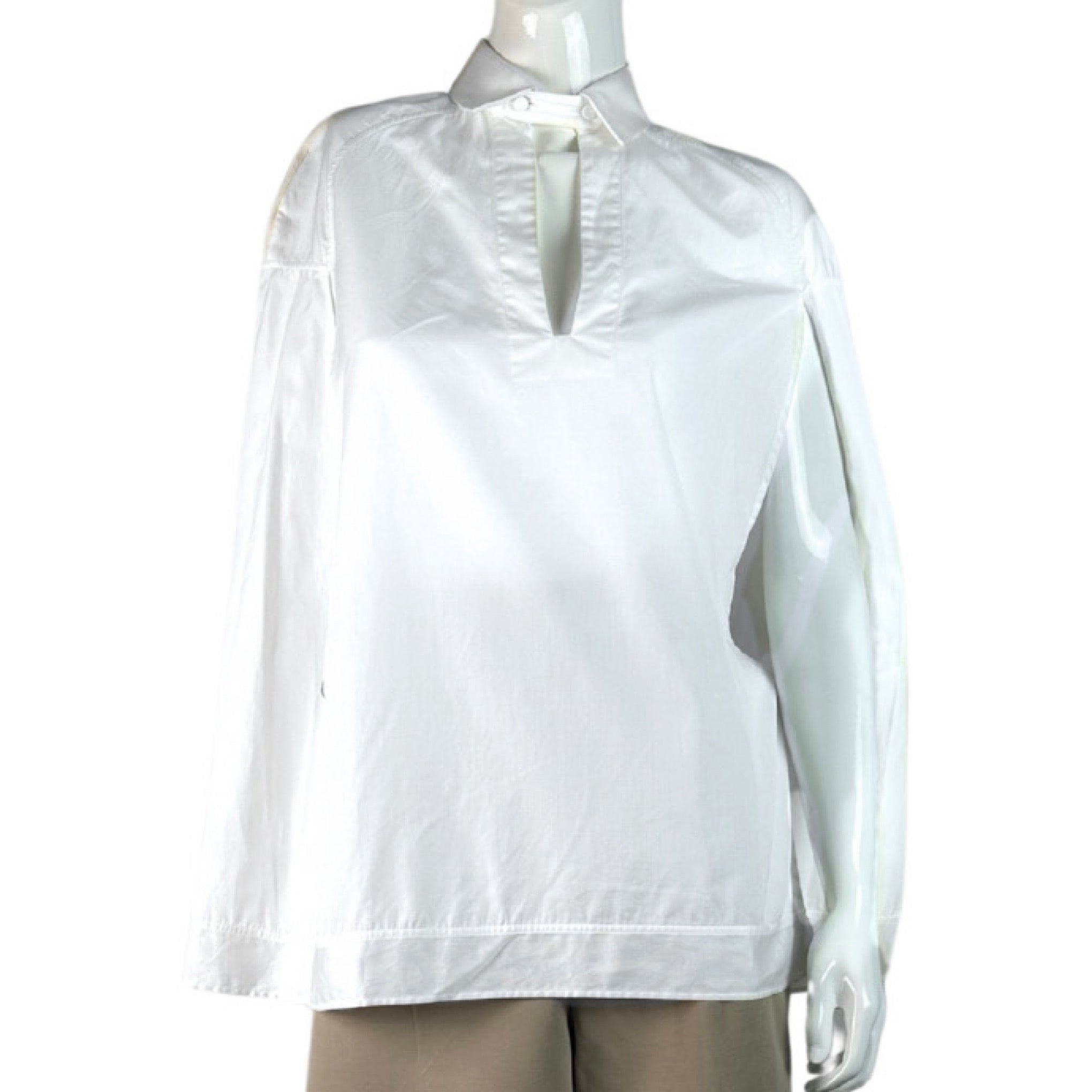 Valentino Plunge Neck Peplum Cape Blouse