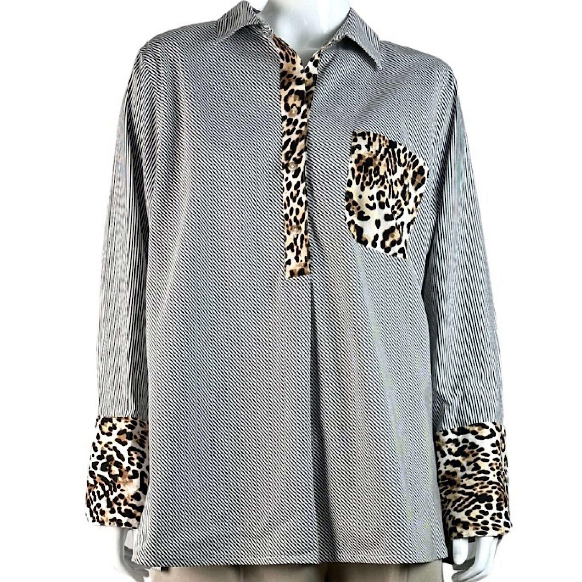 Chico´s Striped Leopard Print Shirt