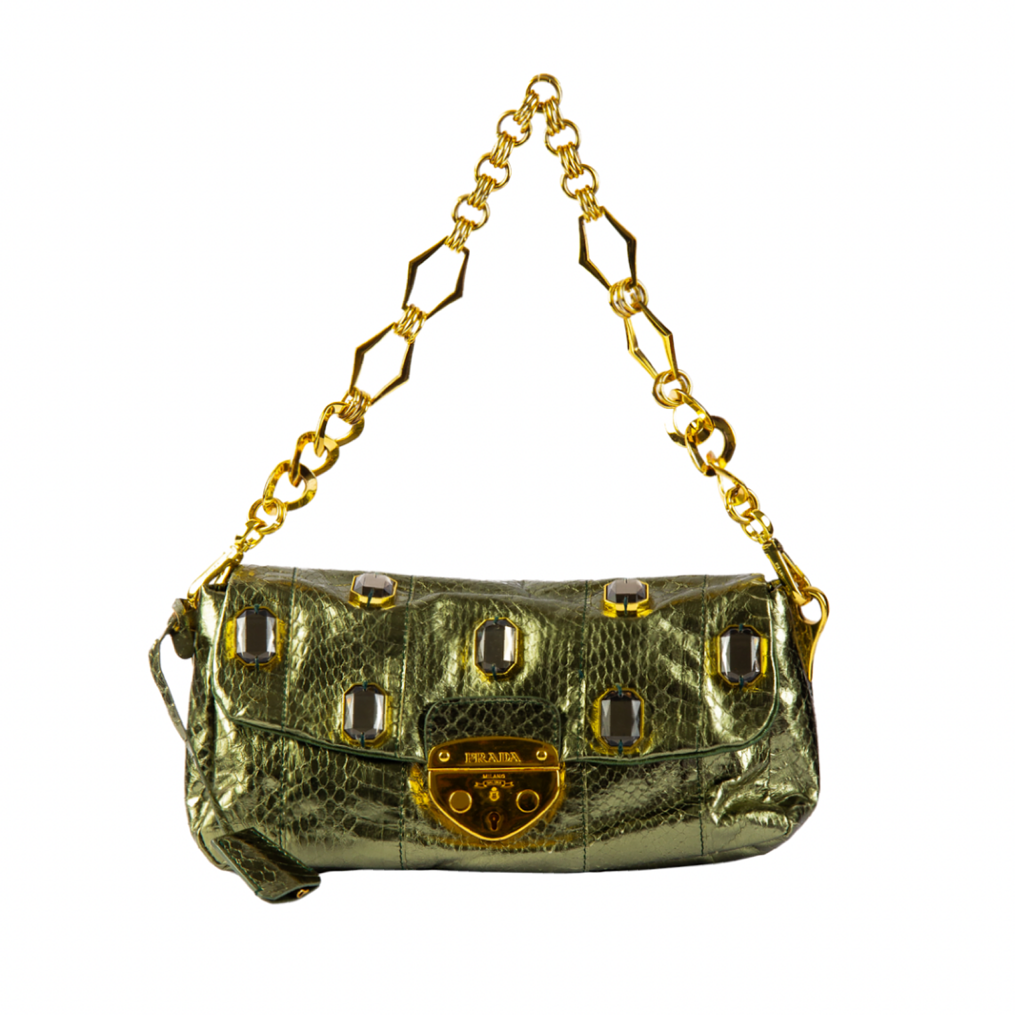 Prada Jeweled Python Chain Shoulder Bag