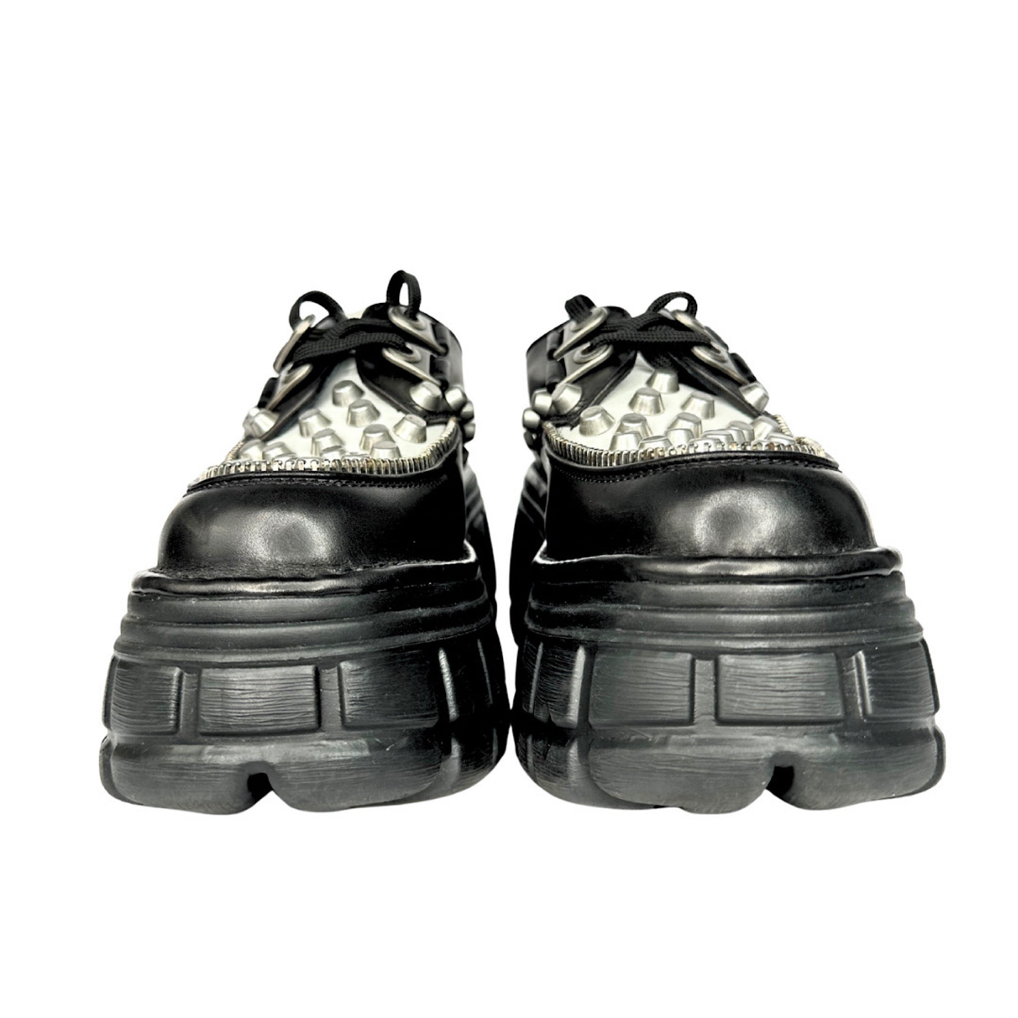 Miu Miu Bicolor Studded Lace-Up Derby Shoes