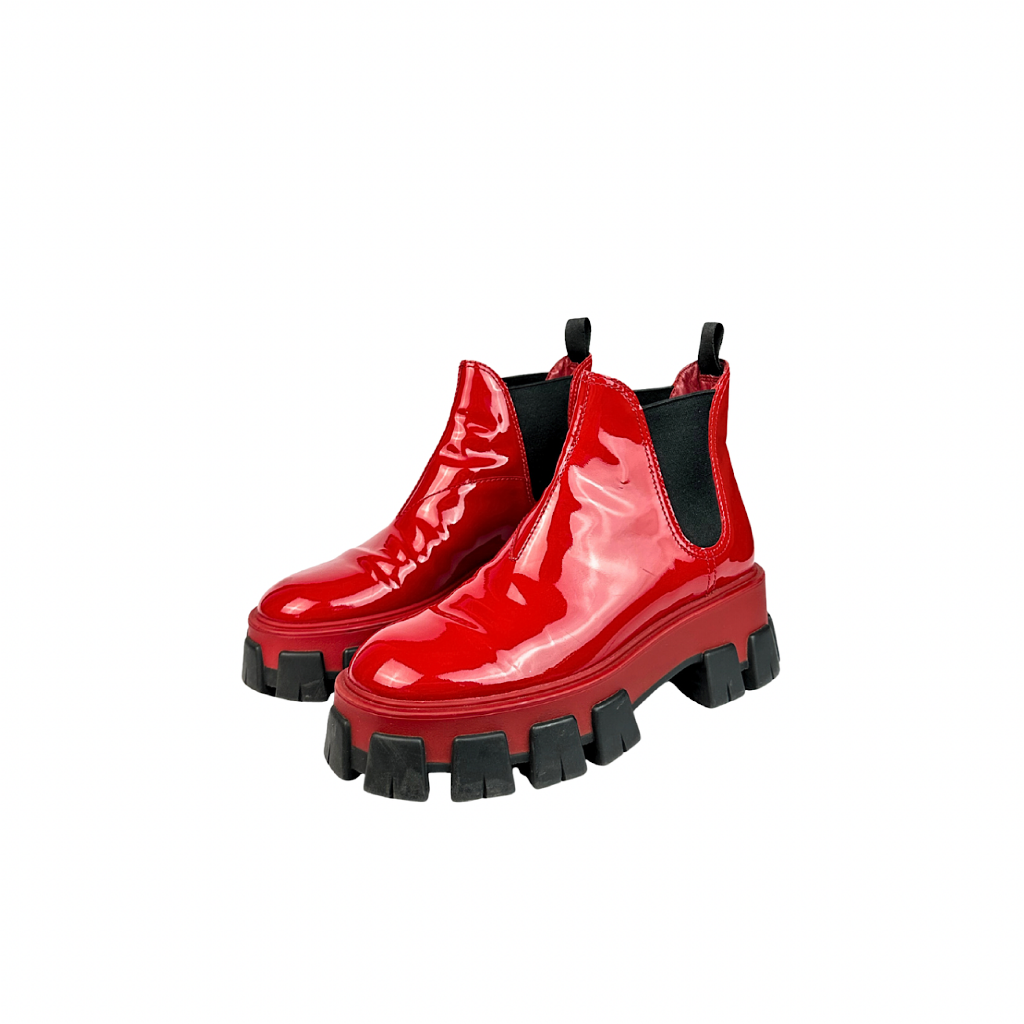Prada Monolith Patent Boots