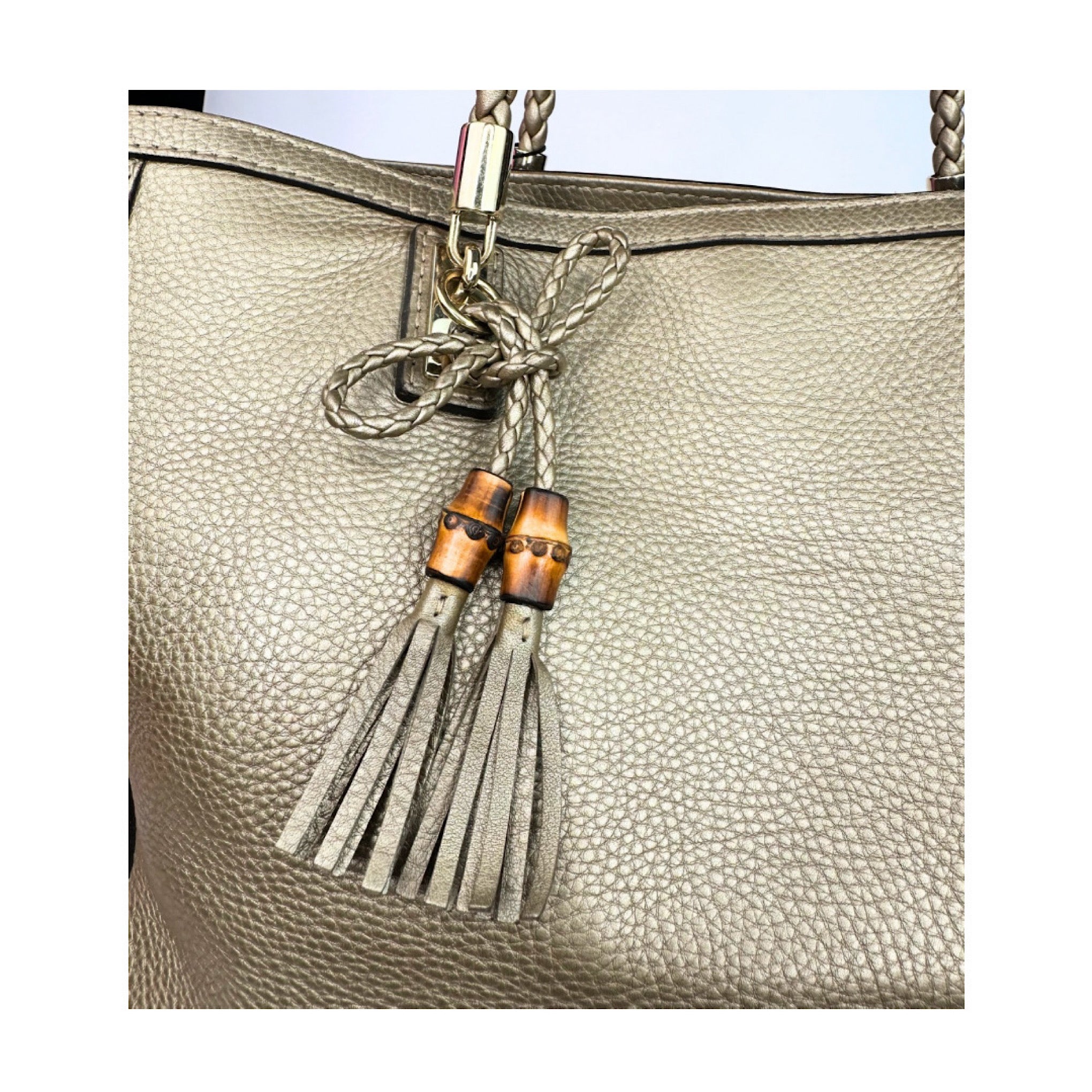 Gucci Bella Metallic Pebbled Gold Tote