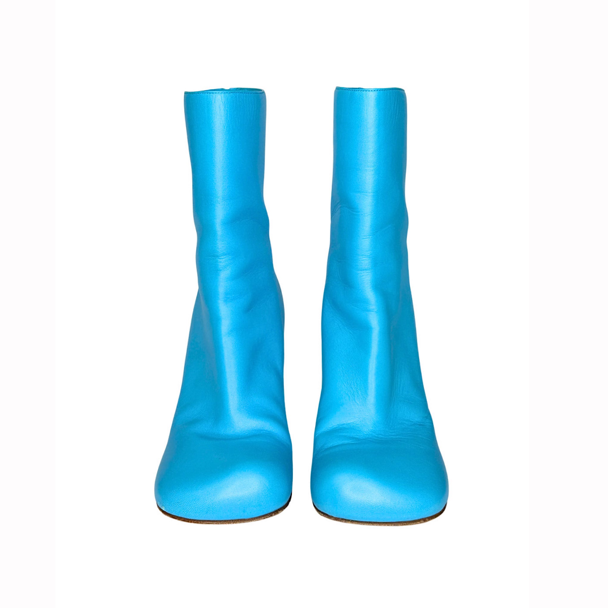 Bottega Veneta Bloc Square Toe Blue Boots