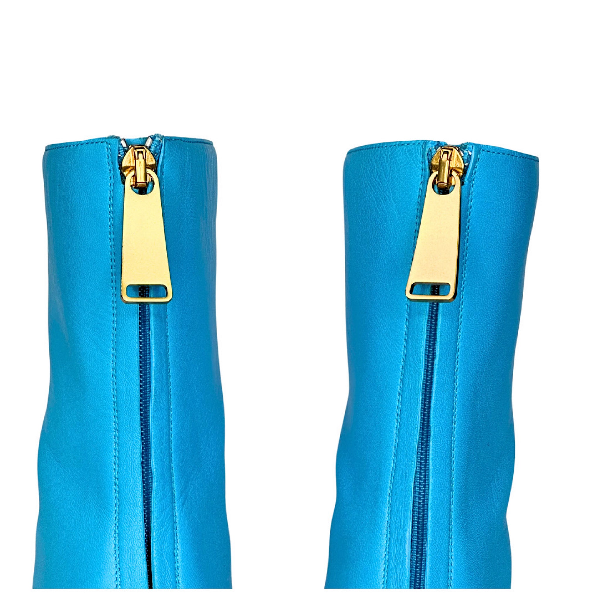 Bottega Veneta Bloc Square Toe Blue Boots