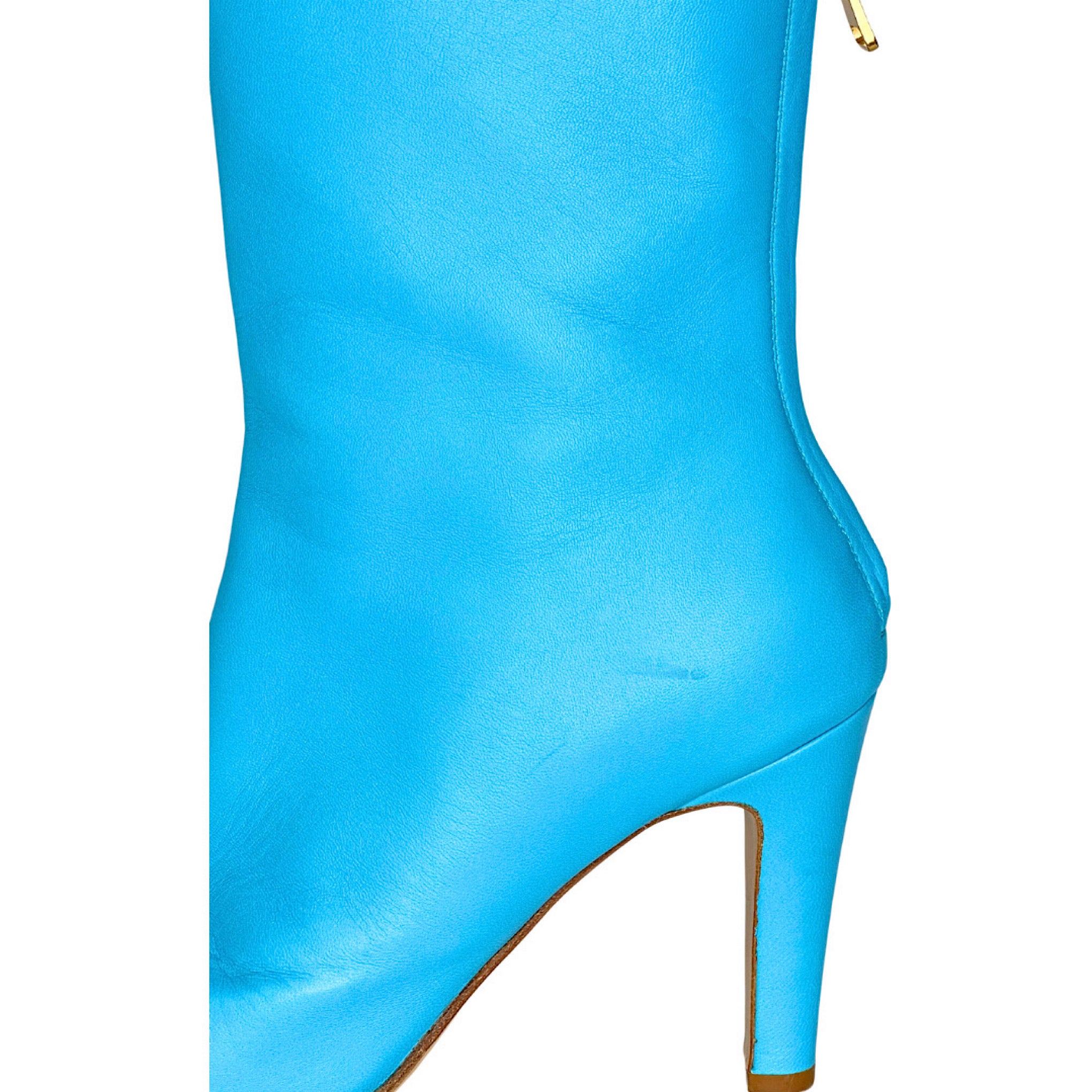 Bottega Veneta Bloc Square Toe Blue Boots