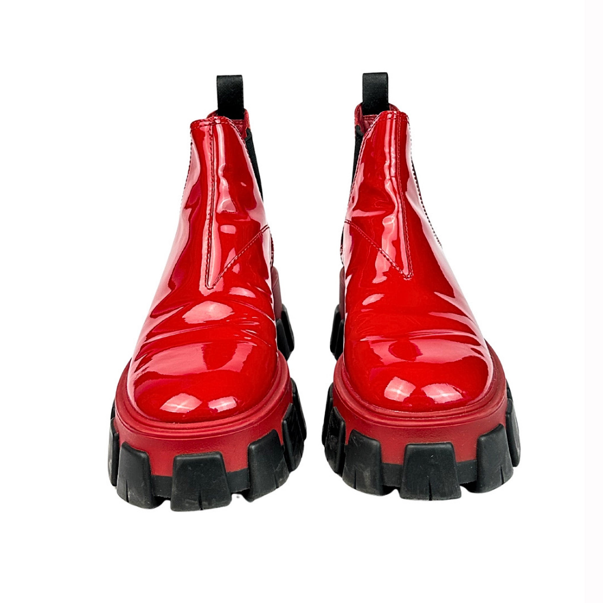Prada Monolith Patent Boots
