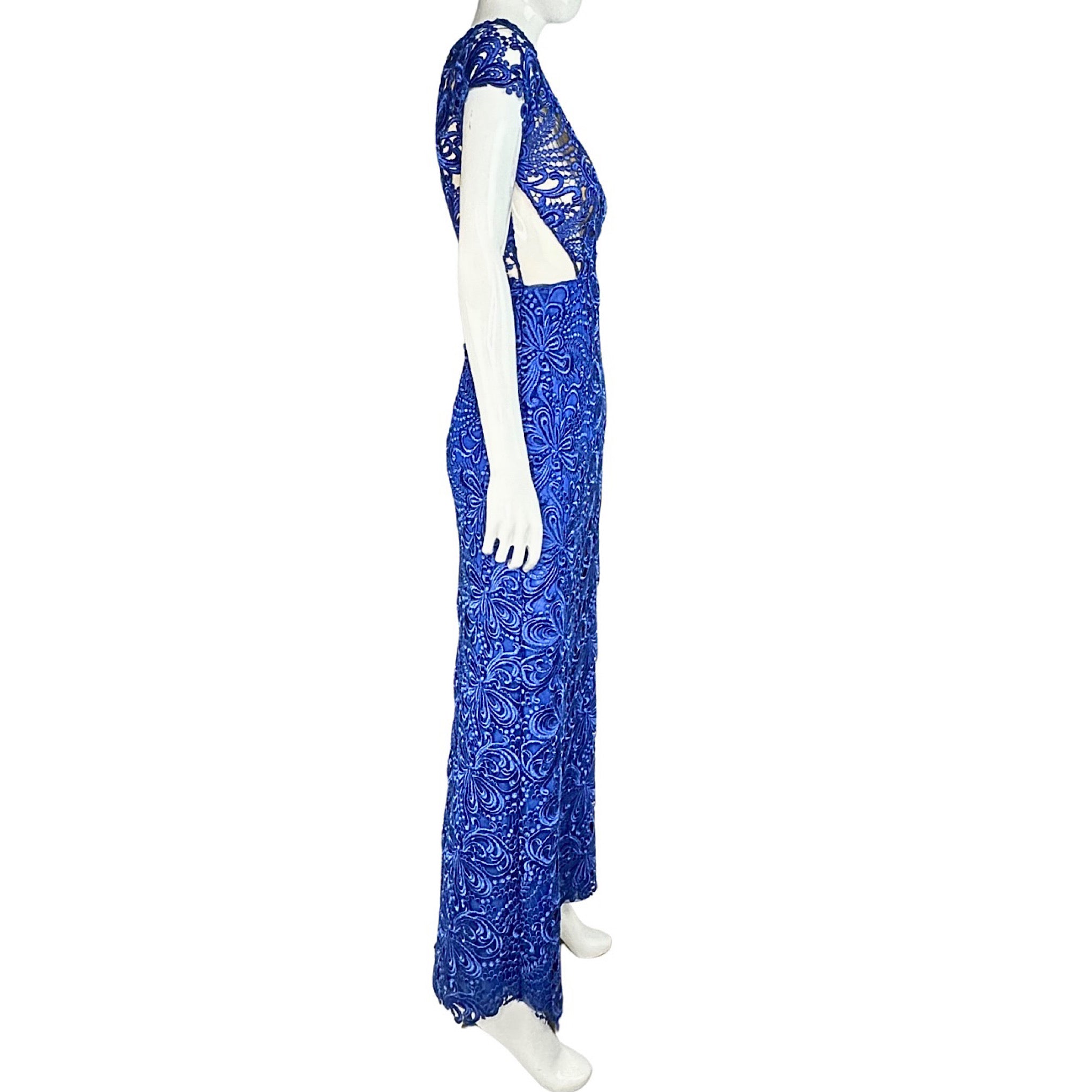 PatBo Royal Blue Lace Maxi Dress
