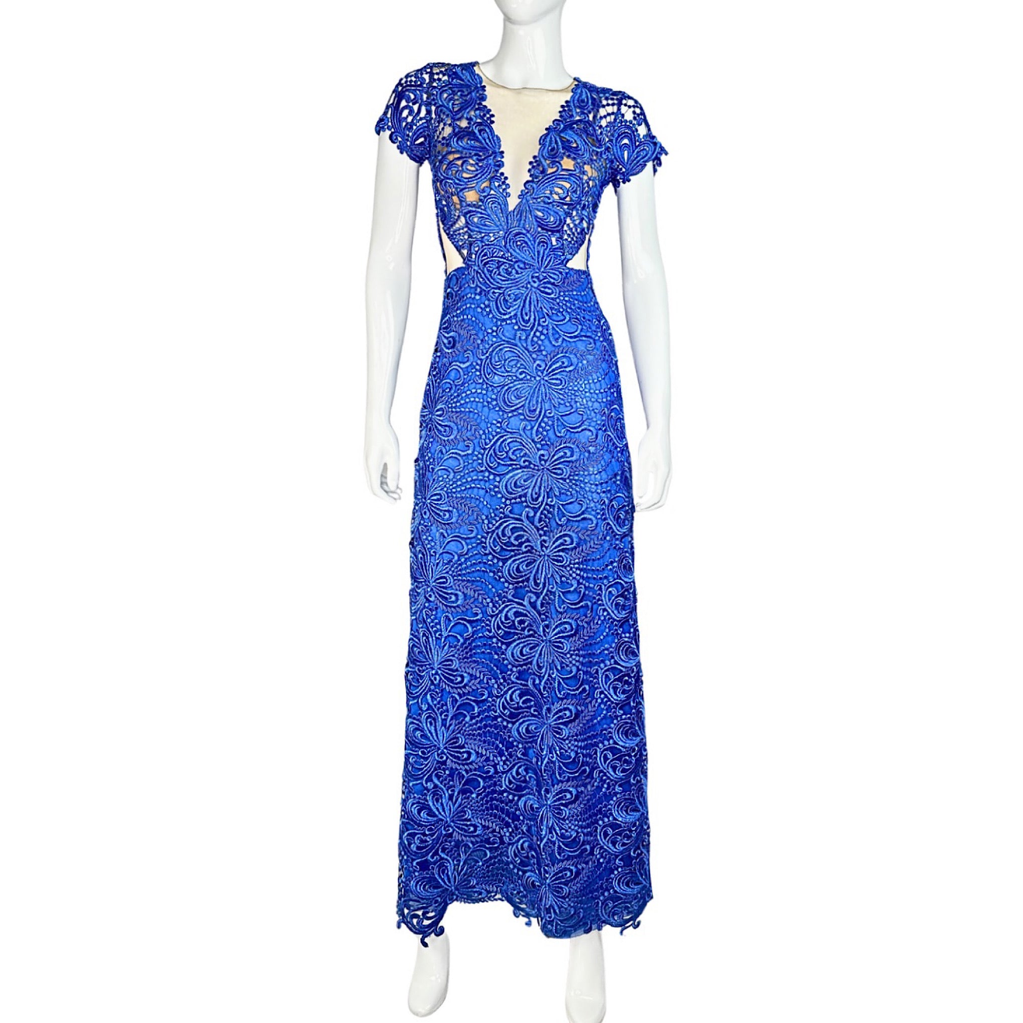 PatBo Royal Blue Lace Maxi Dress
