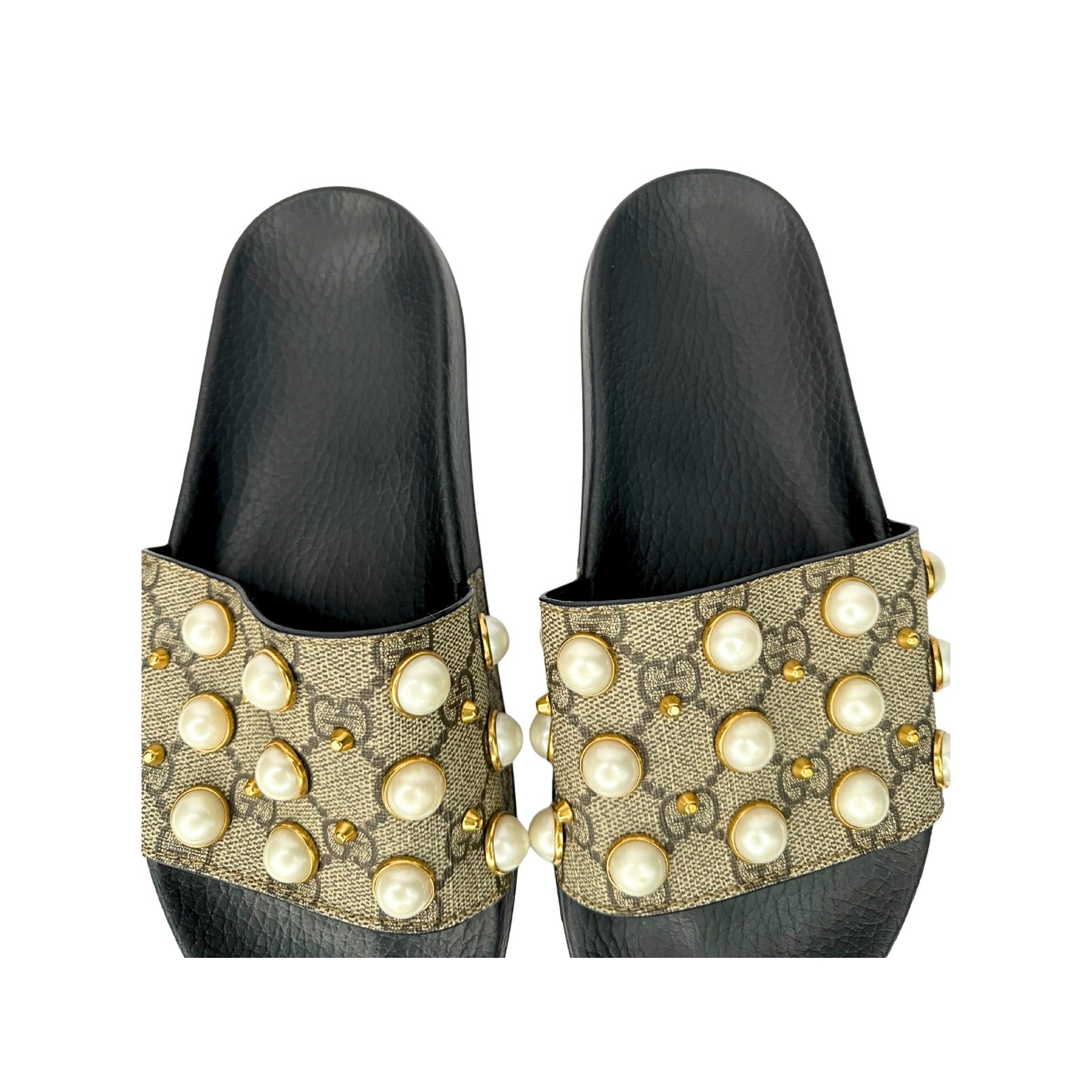 Gucci GG Supreme Monogram Pearl Slides