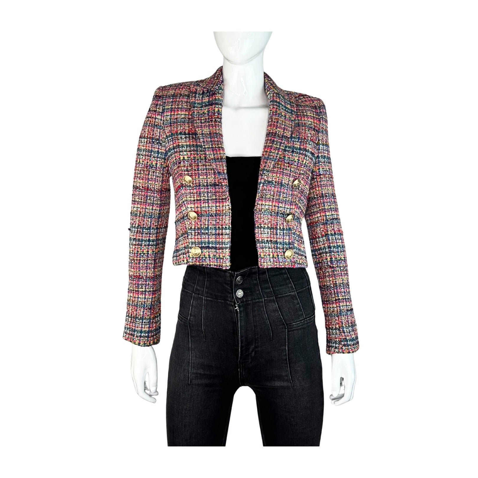 L´Agence Inez Cropped Tweed Blazer