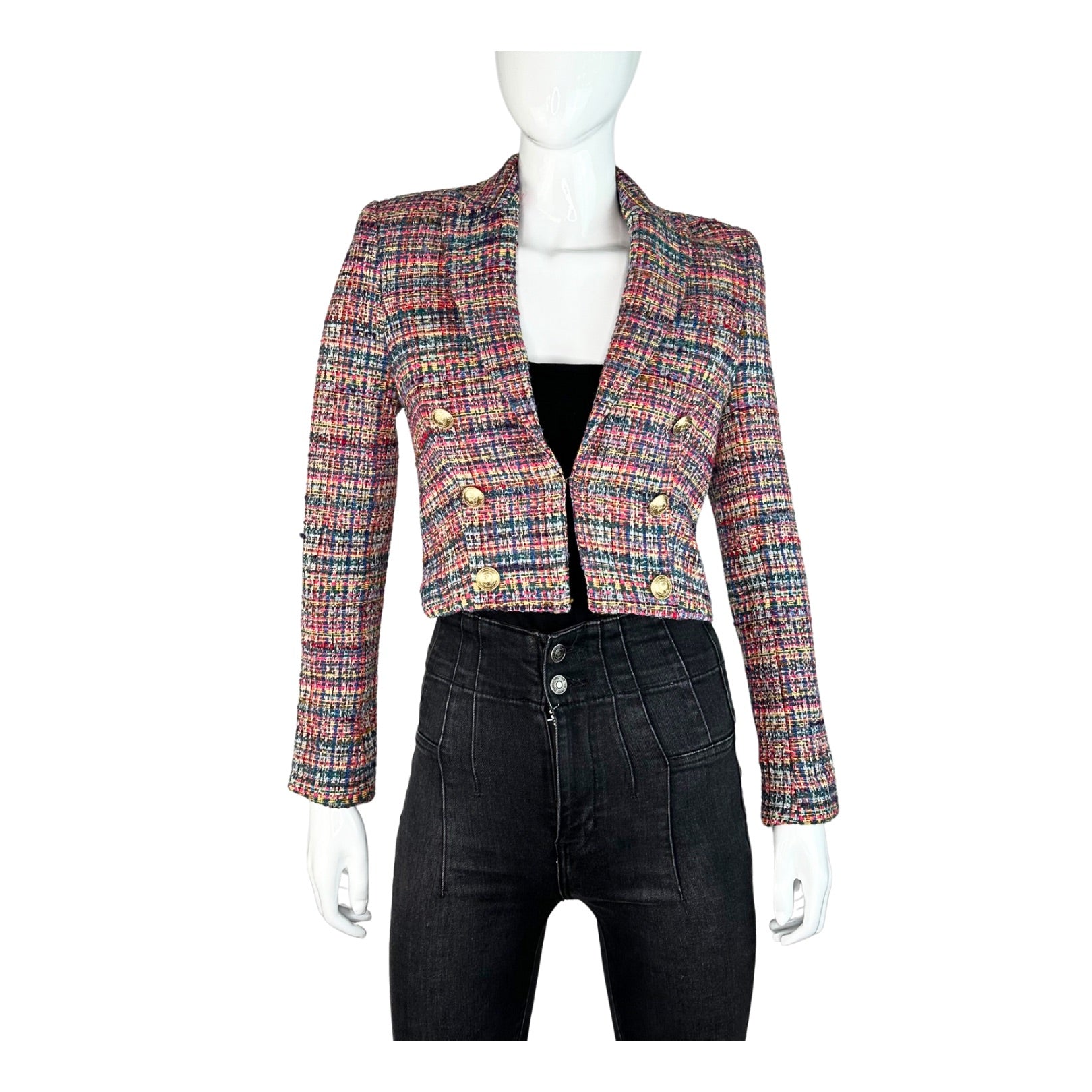 L´Agence Inez Cropped Tweed Blazer