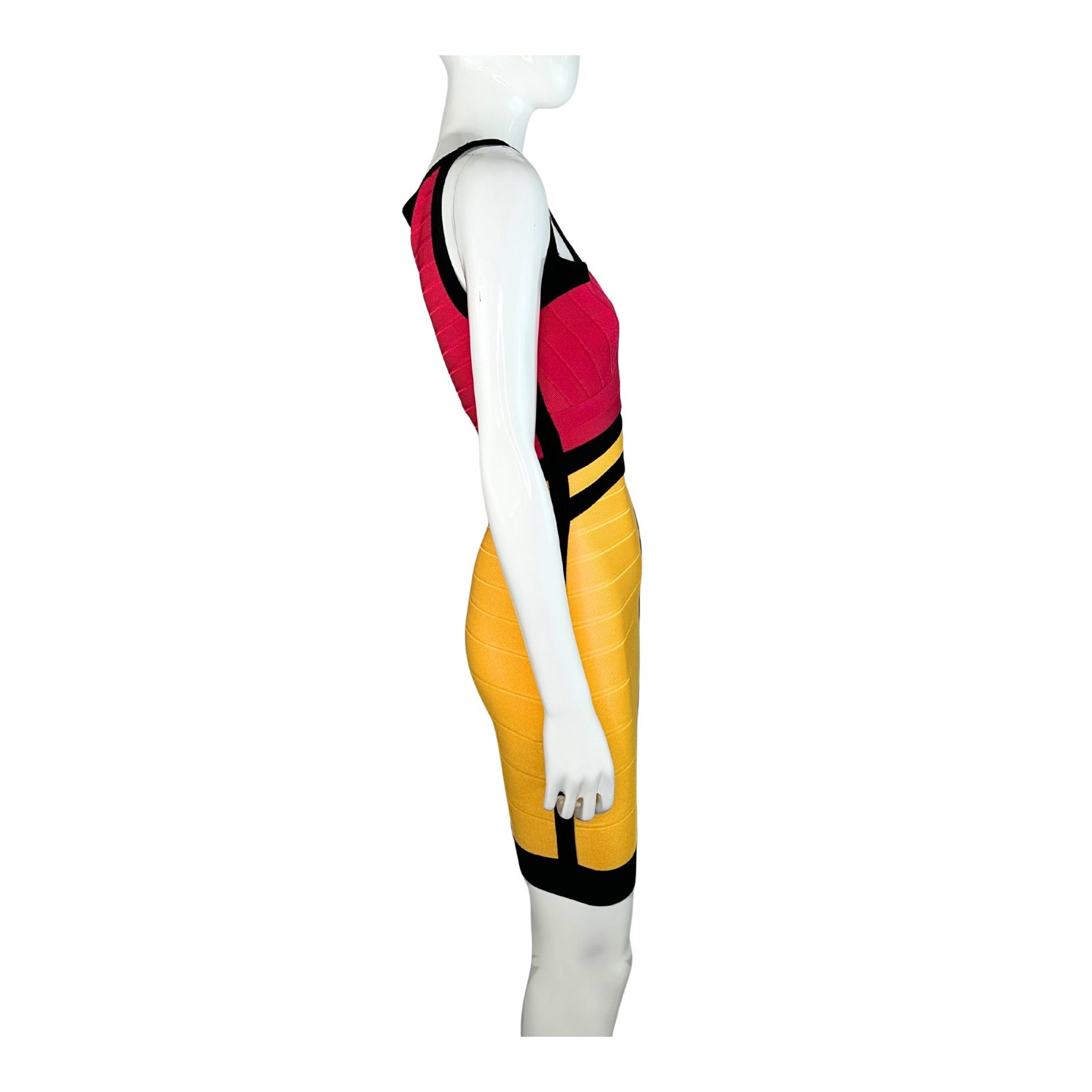 Herve Leger Nolita Cutout Colorblock Bandage Dress