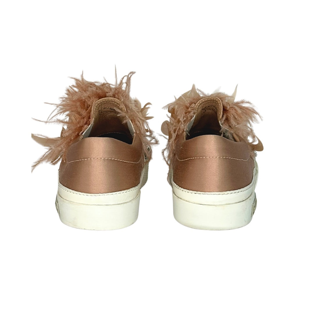 Miu Miu Jeweled Feather Skate Slip On Sneakers