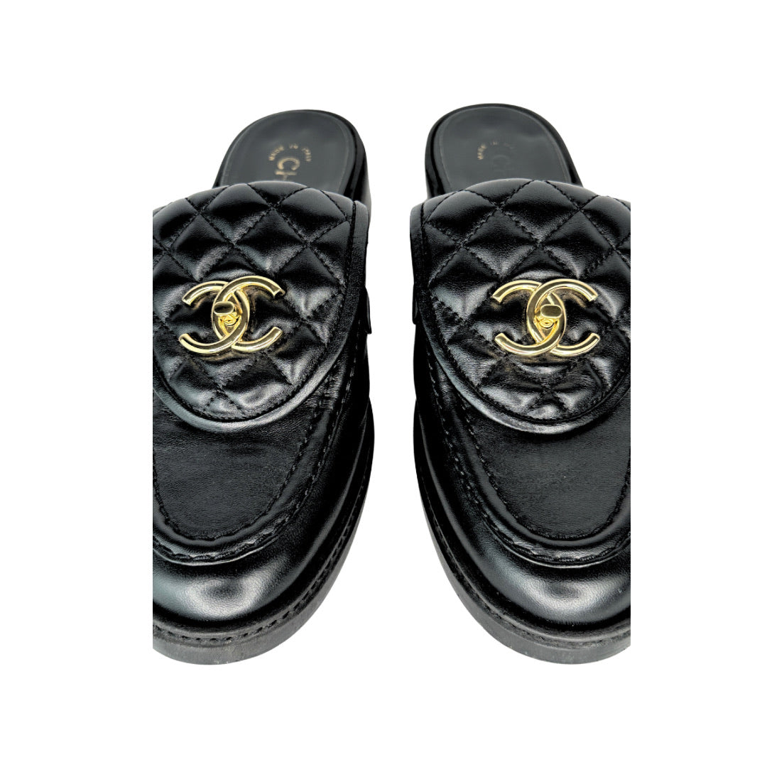 Chanel CC Turnlock Mules