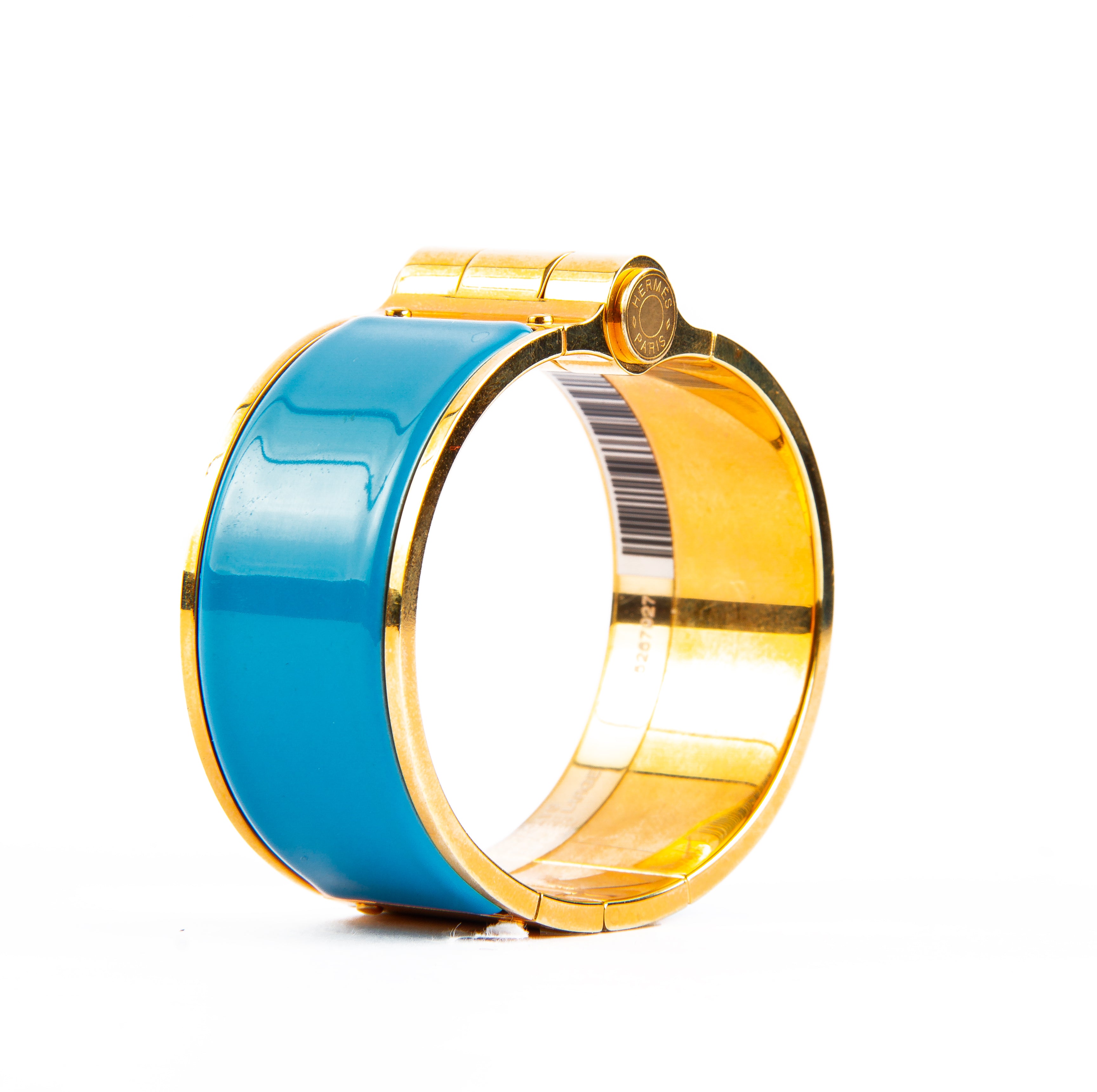 Hermès Charniere Uni Gold Plated Enamel Hinged Bracelet