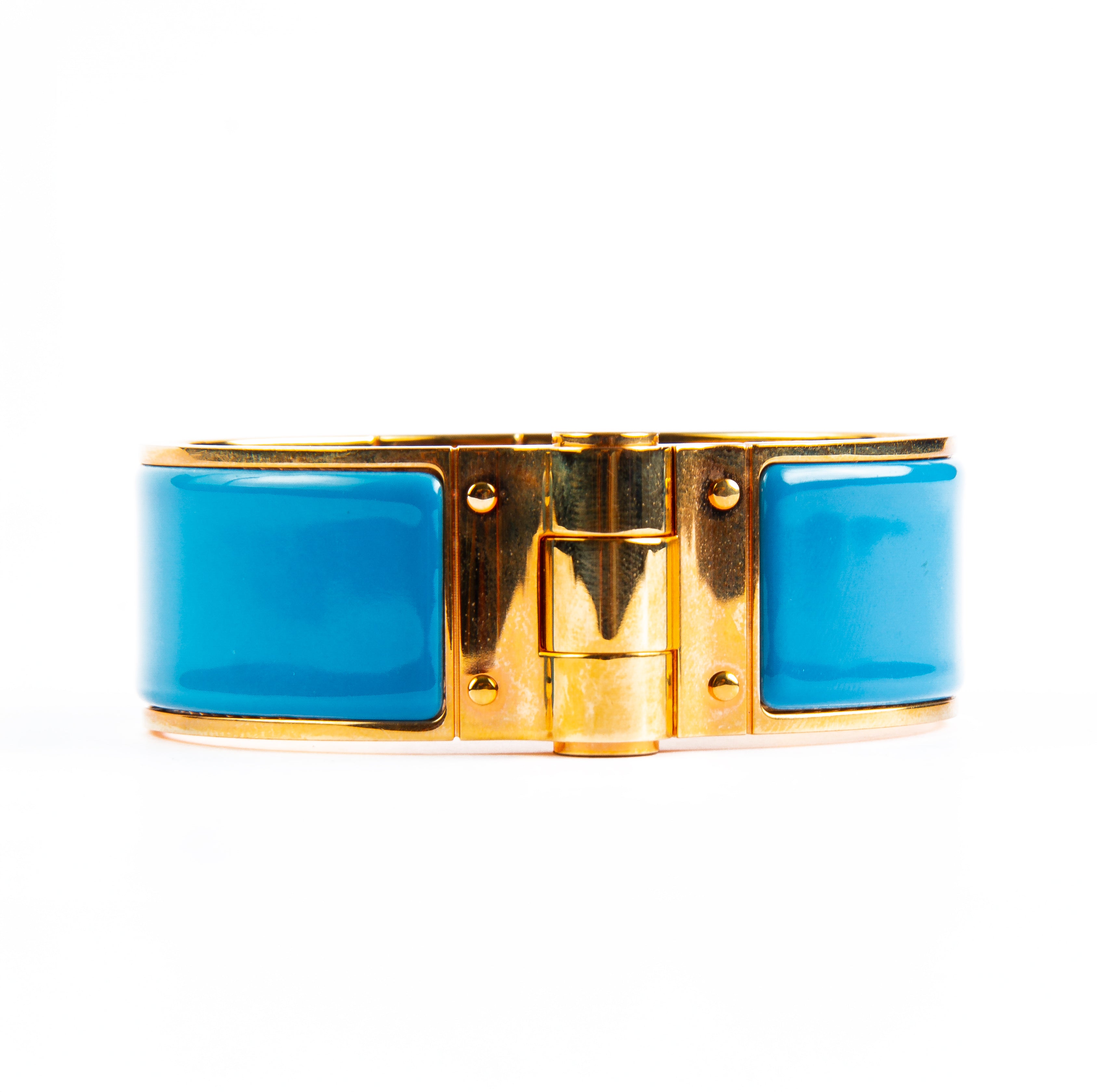 Hermès Charniere Uni Gold Plated Enamel Hinged Bracelet