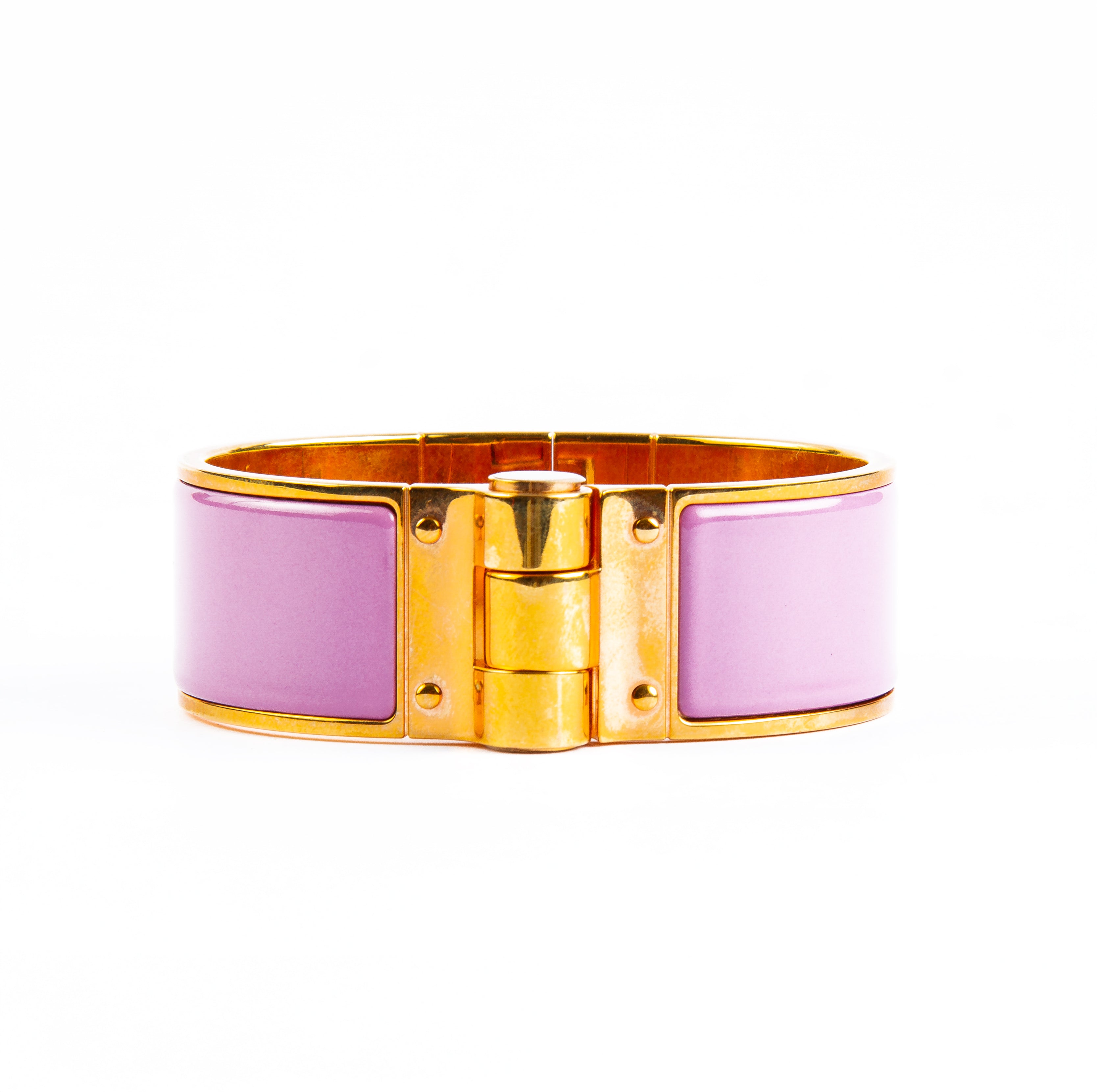 Hermès Uni Gold Plated Enamel Hinged Bracelet