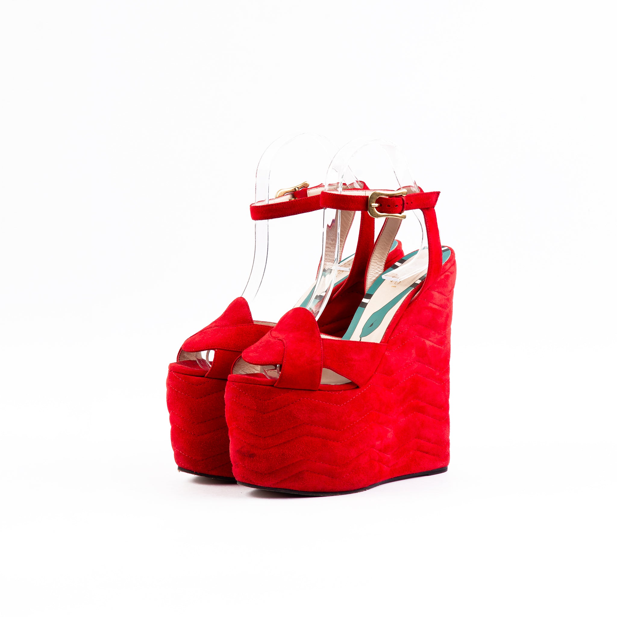 Gucci Sally Suede Platform Wedge Sandals