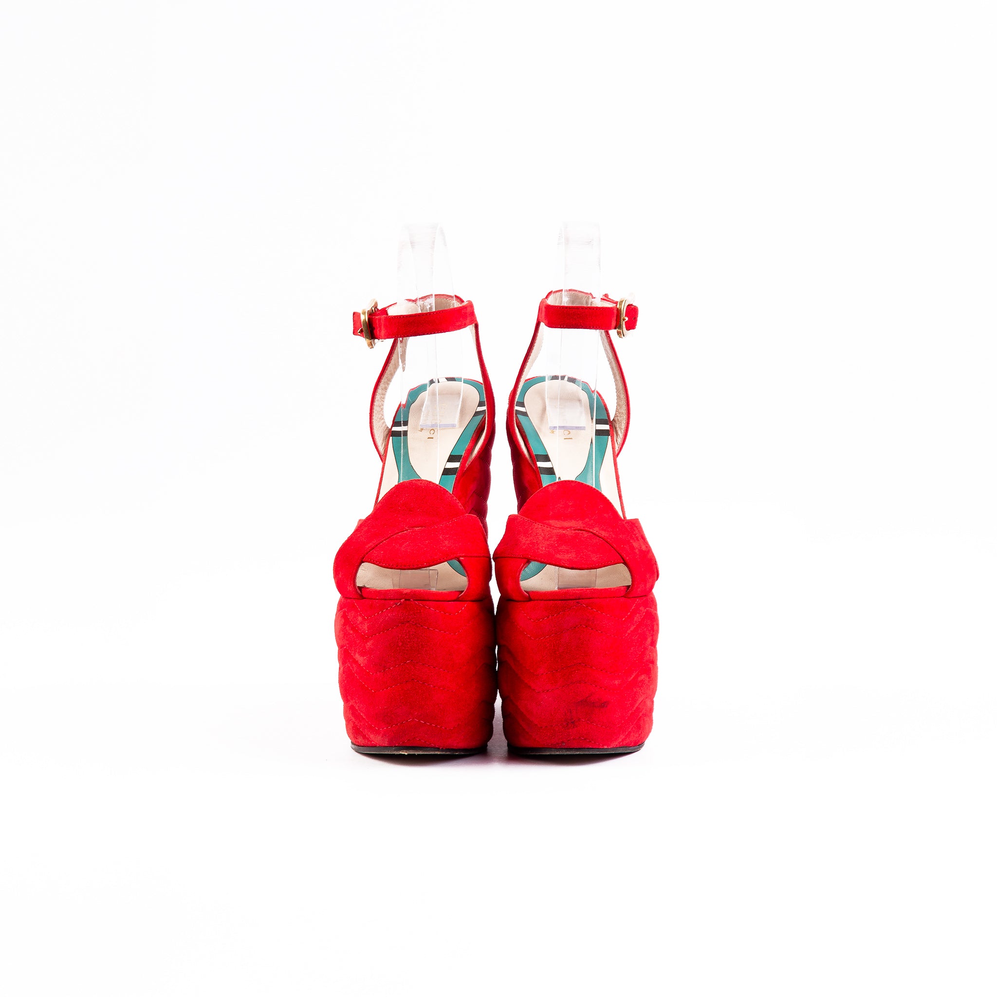 Gucci Sally Suede Platform Wedge Sandals