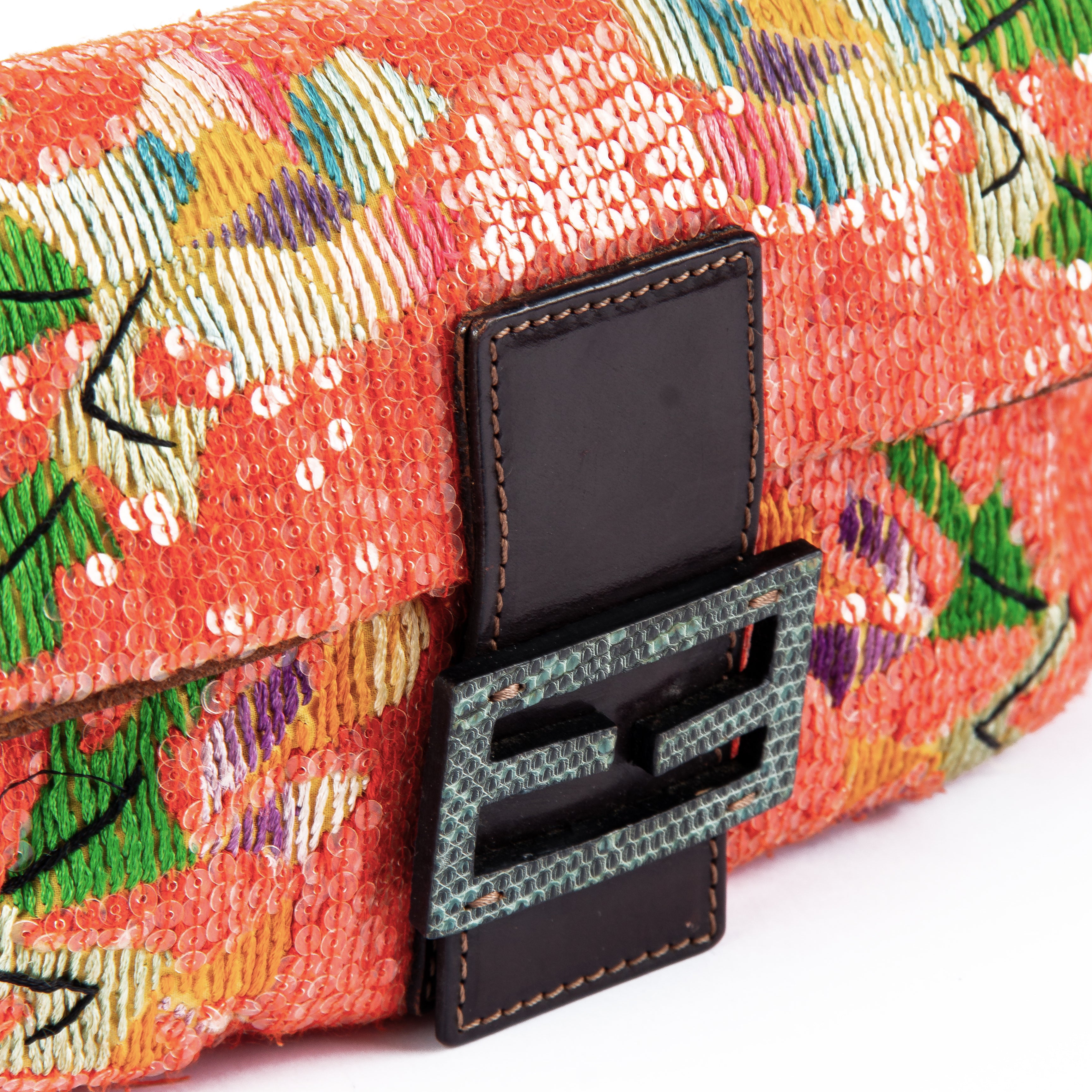 Fendi Tropical Beaded Baguette Shoulder Bag