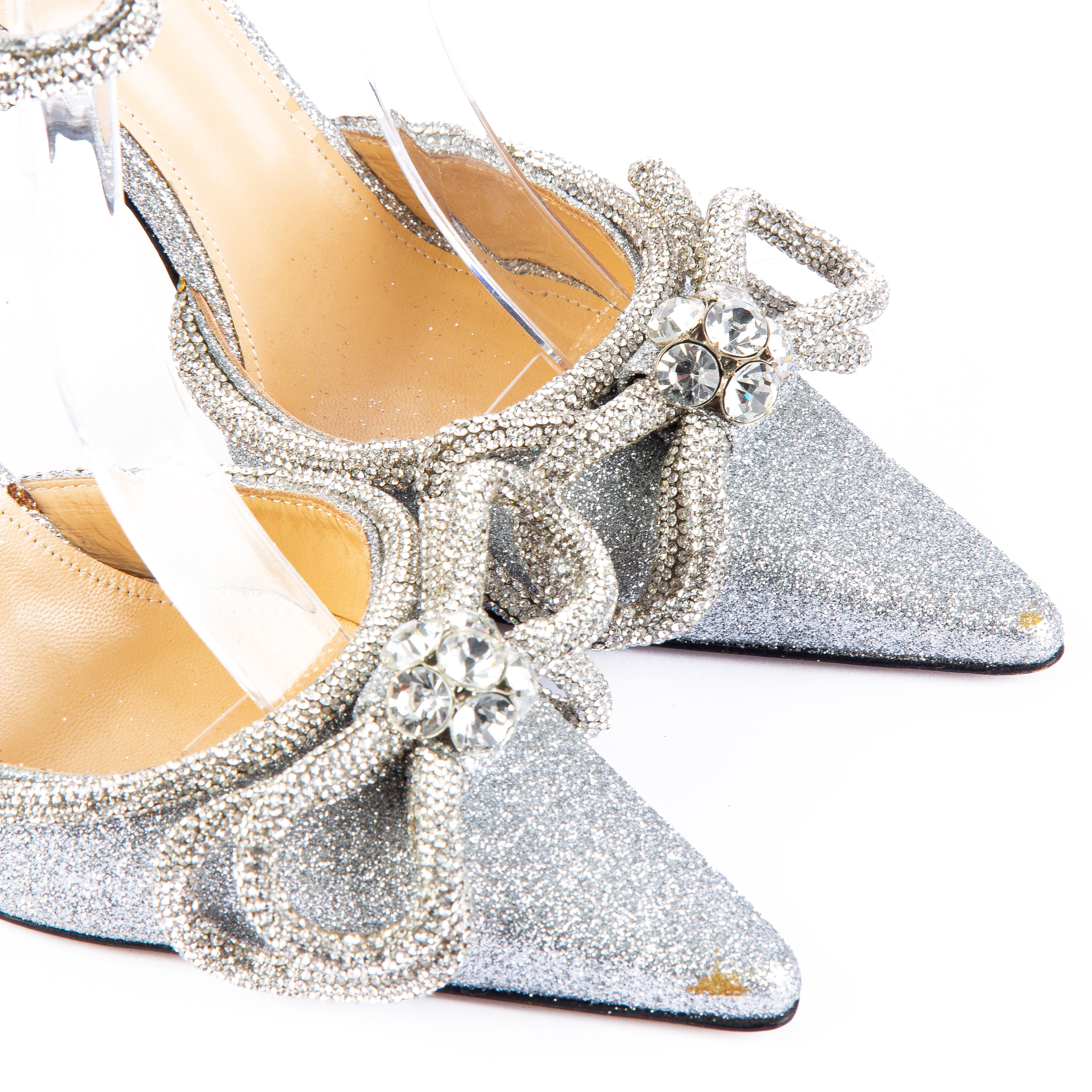 Mach & Mach Glitter Bow Accents D'Orsay Pumps