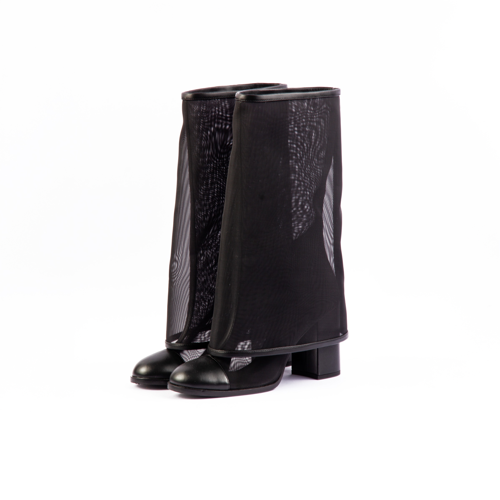 Chanel Mesh Net Cap Toe Ankle Boots