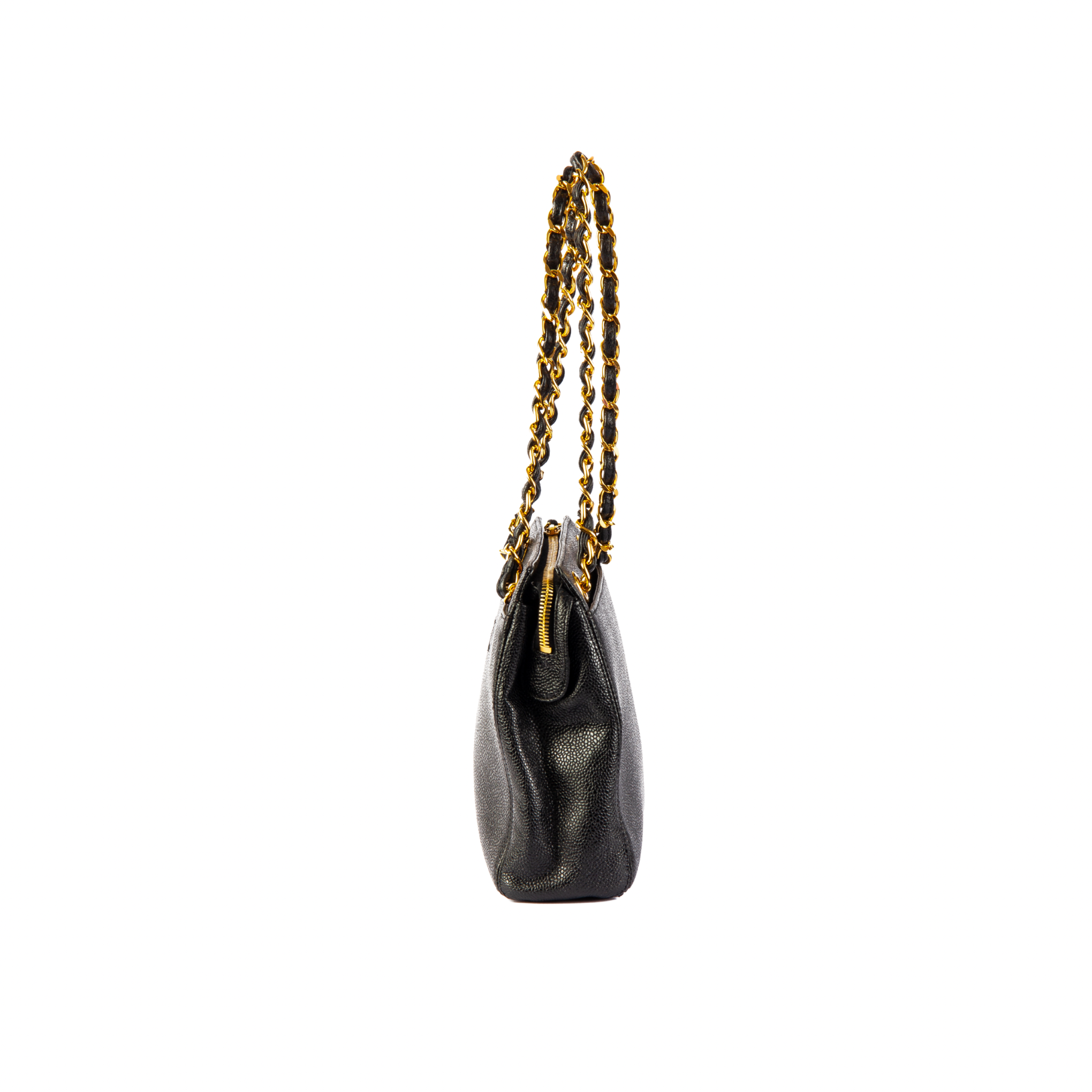 Chanel Caviar leather Logo Embroidered Chain Shoulder bag