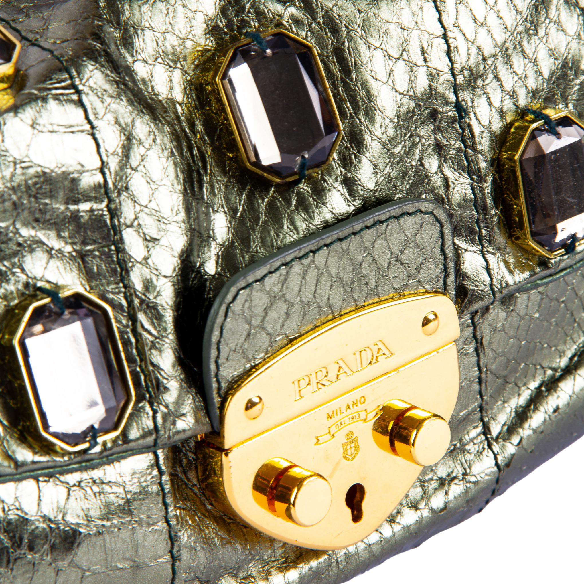Prada Jeweled Python Chain Shoulder Bag