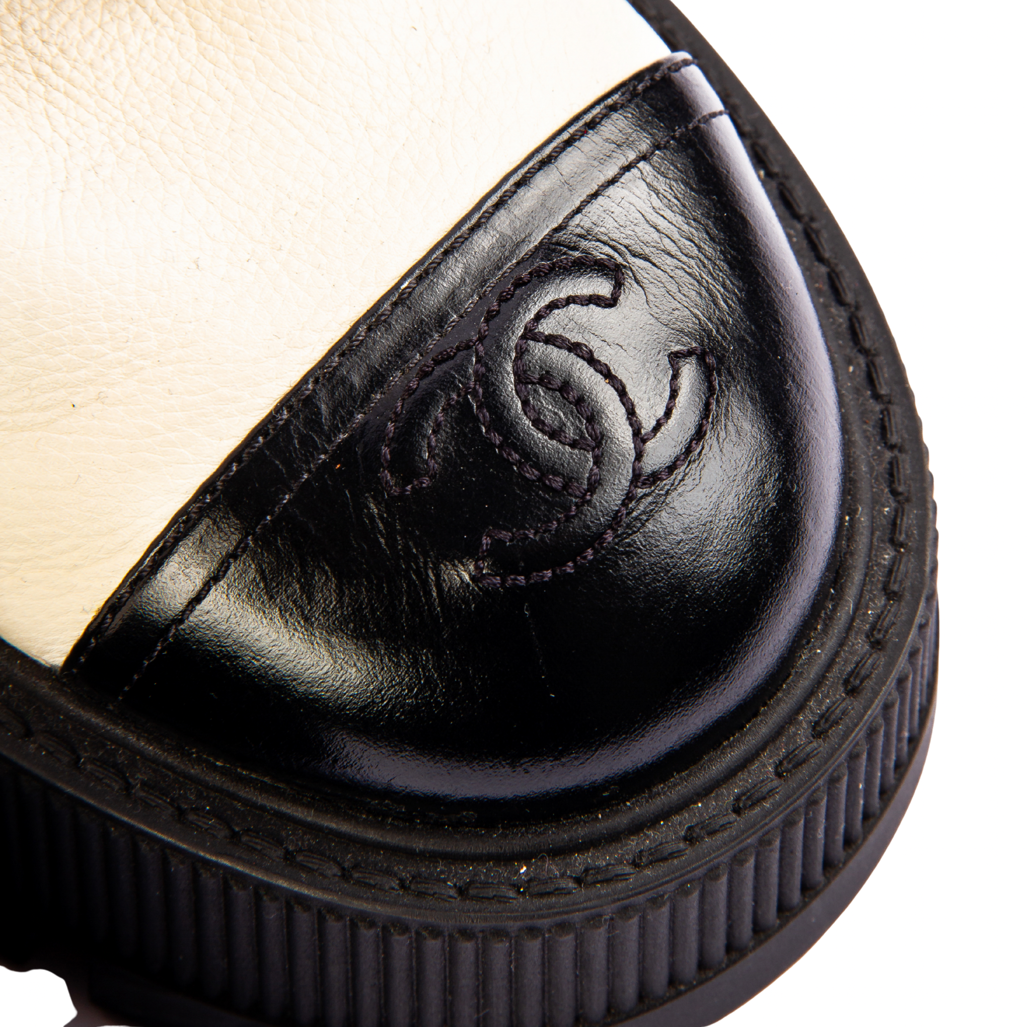 Chanel CC Logo Golden Accents Calfskin Combat Boots