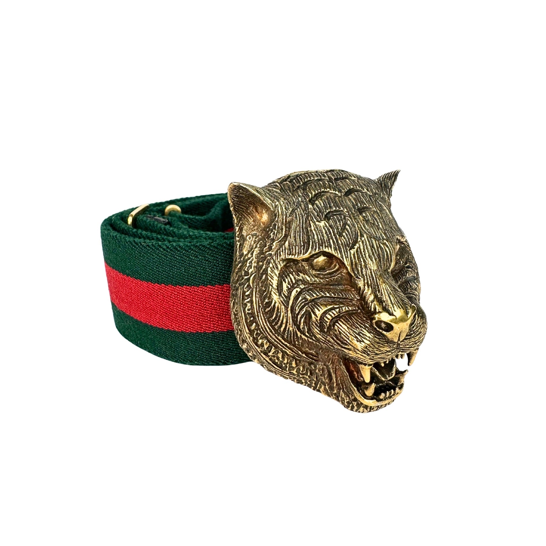 Gucci Web Feline Buckle Belt