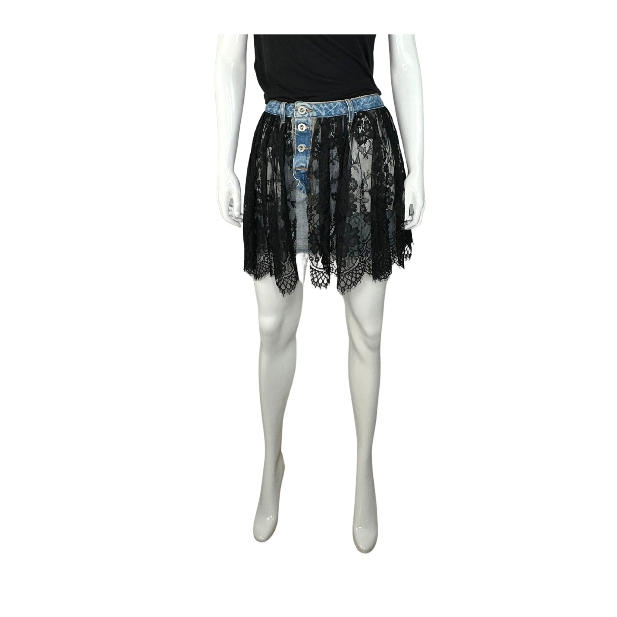 Unravel Project Floral Lace Ruffle Skirt