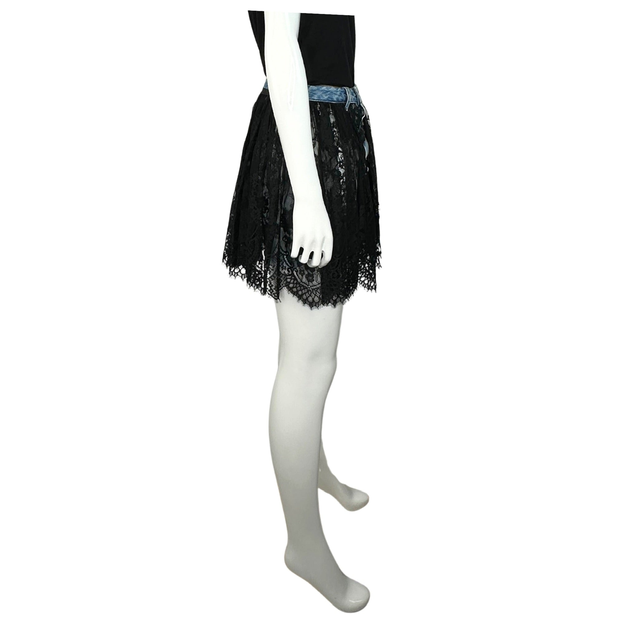 Unravel Project Floral Lace Ruffle Skirt